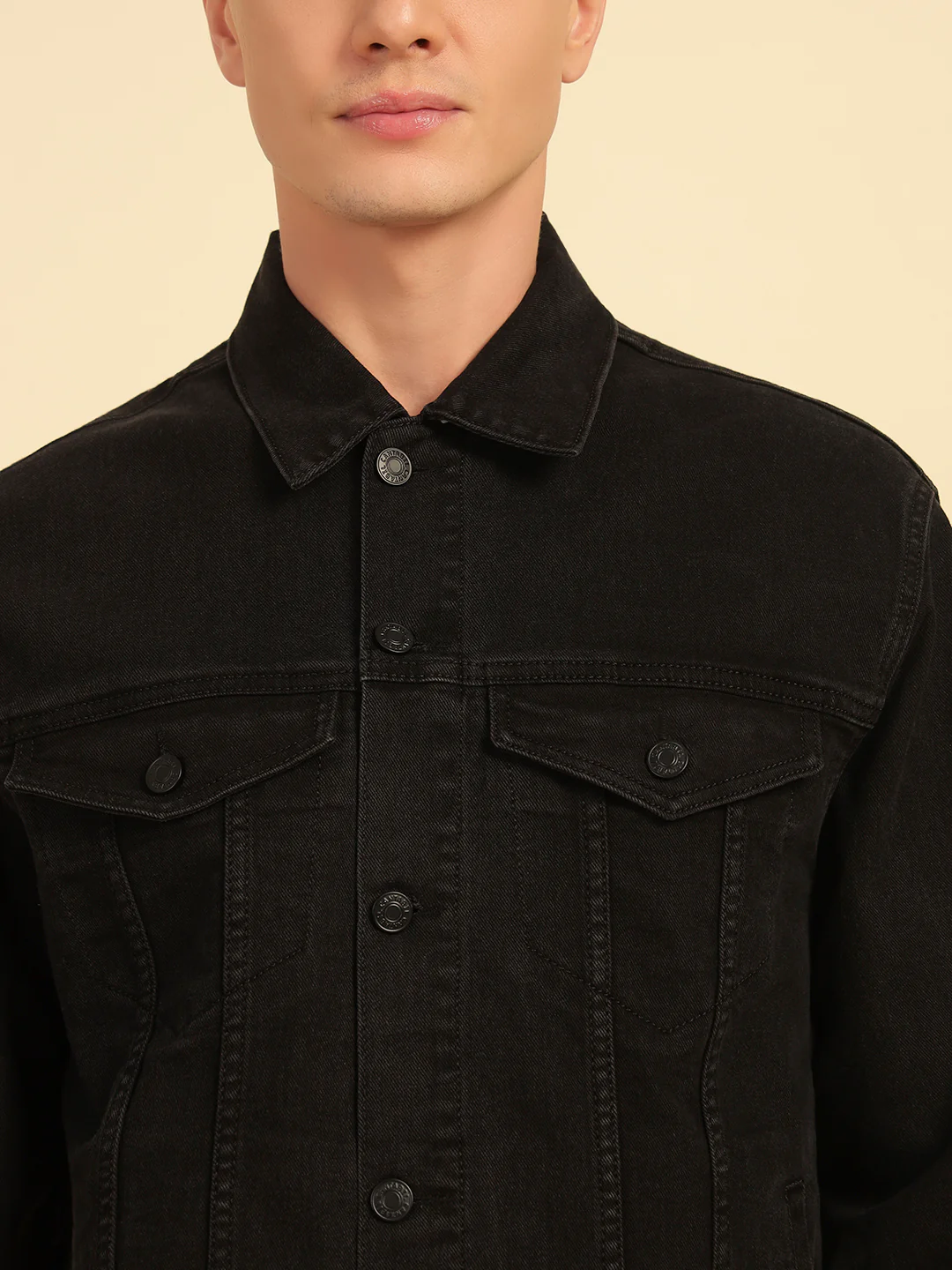 Denim Jacket for Men | Premium Casual Jacket Smart Fit Spread Collar Cotton Blend Fabric Solid Pattern - Image 6