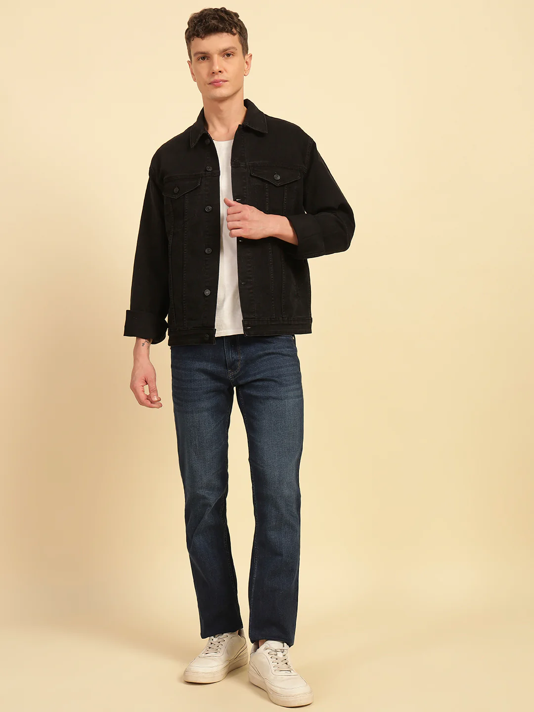 Denim Jacket for Men | Premium Casual Jacket Smart Fit Spread Collar Cotton Blend Fabric Solid Pattern - Image 8