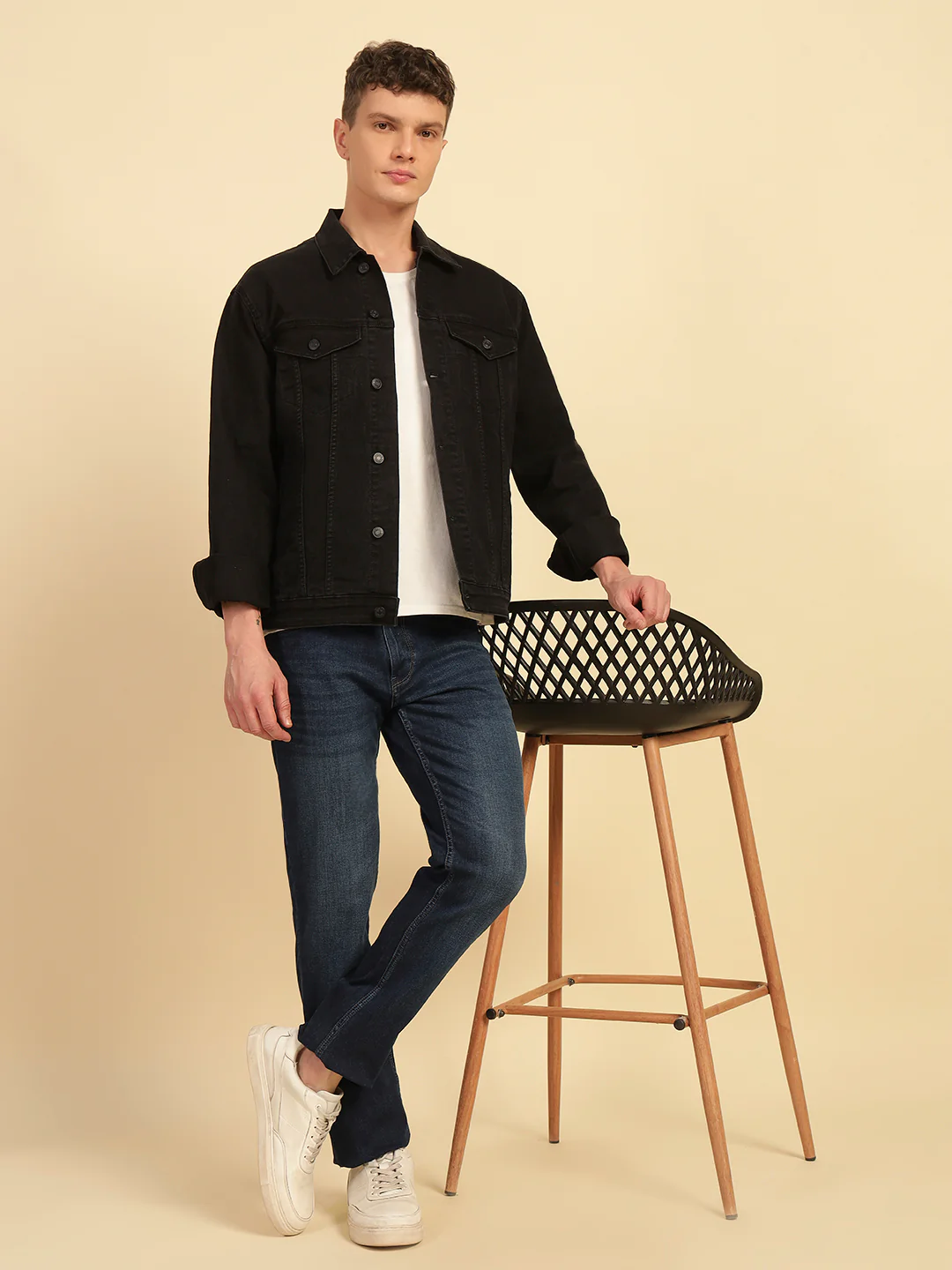 Denim Jacket for Men | Premium Casual Jacket Smart Fit Spread Collar Cotton Blend Fabric Solid Pattern - Image 9
