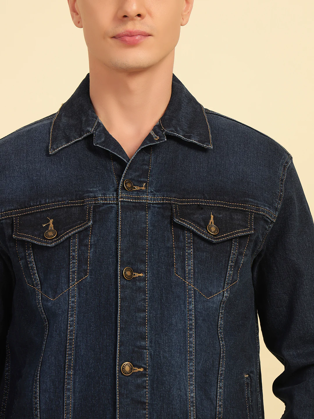 Denim Jacket for Men | Premium Casual Jacket Smart Fit Spread Collar Cotton Blend Fabric Solid Pattern - Image 7