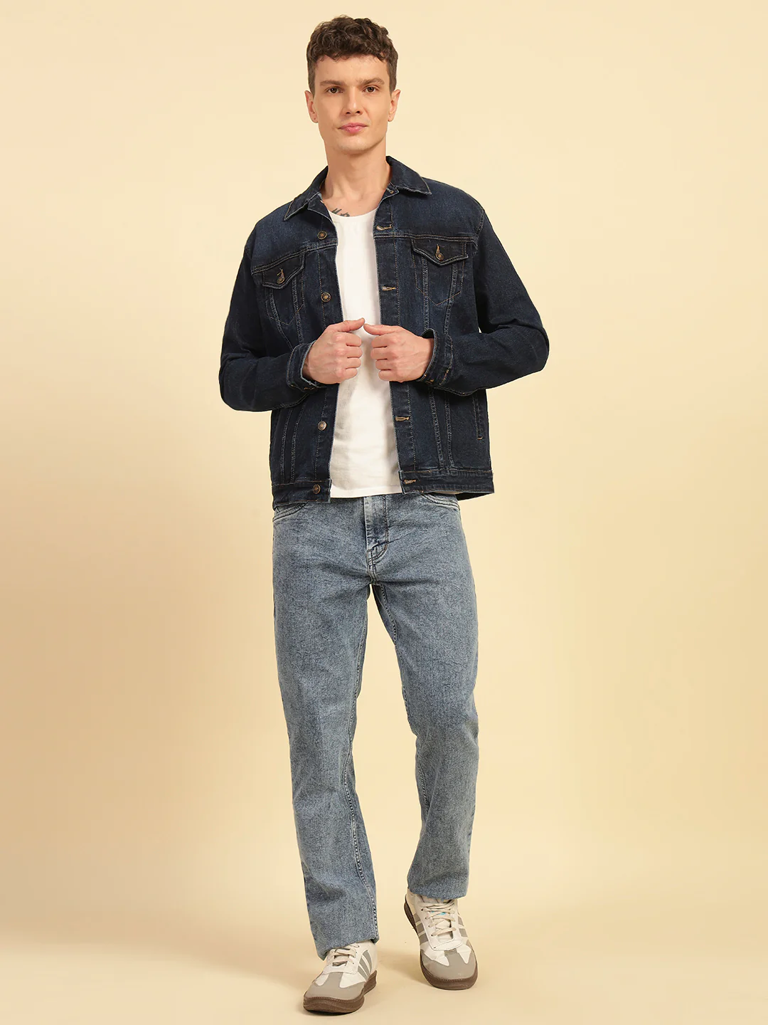 Denim Jacket for Men | Premium Casual Jacket Smart Fit Spread Collar Cotton Blend Fabric Solid Pattern - Image 8