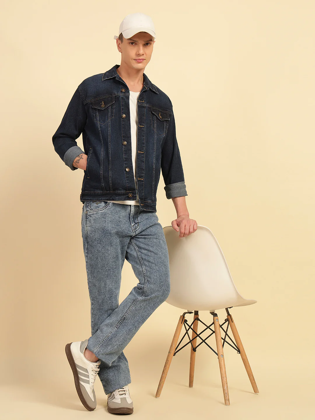 Denim Jacket for Men | Premium Casual Jacket Smart Fit Spread Collar Cotton Blend Fabric Solid Pattern - Image 9