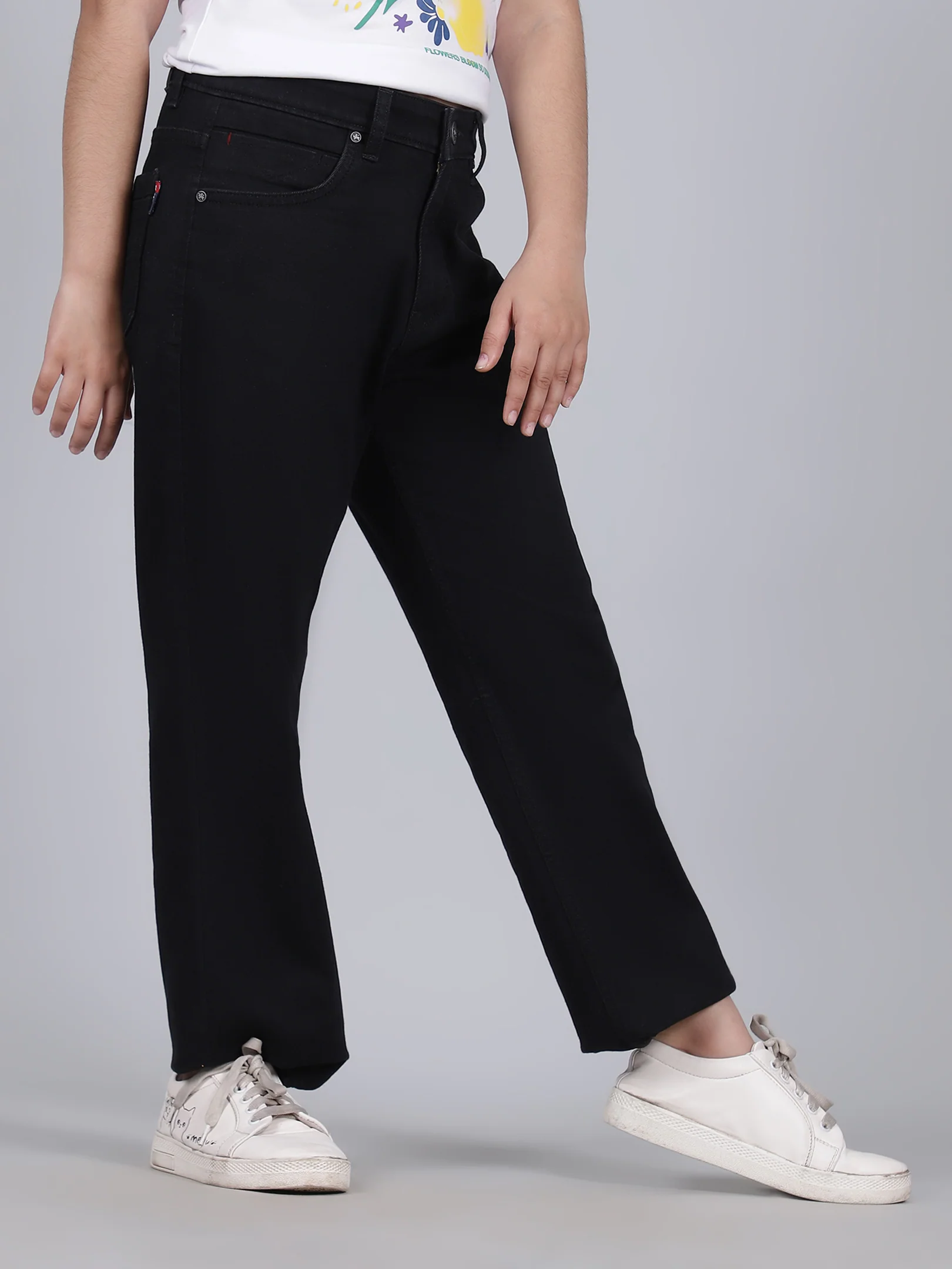 Denim Jeans for Girls | Breathable & Soft with Color Fastness Regular Fit Poly Cotton Fabric Solid Pattern Button Closure - Image 6