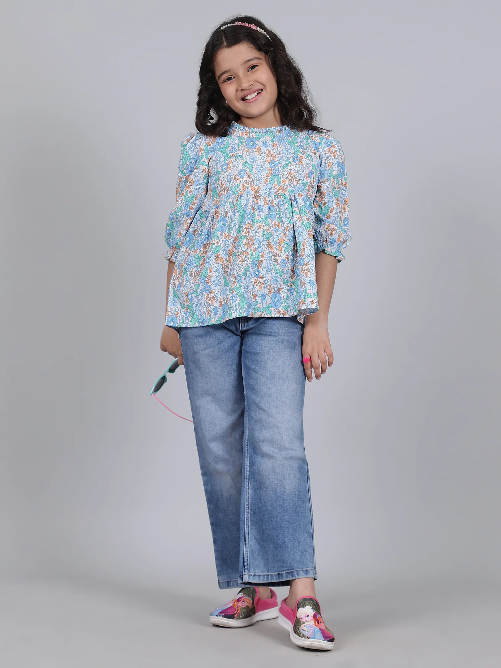 Denim Jeans for Girls | Breathable & Soft with Color Fastness Regular Fit Poly Cotton Fabric Solid Pattern Button Closure - Image 7
