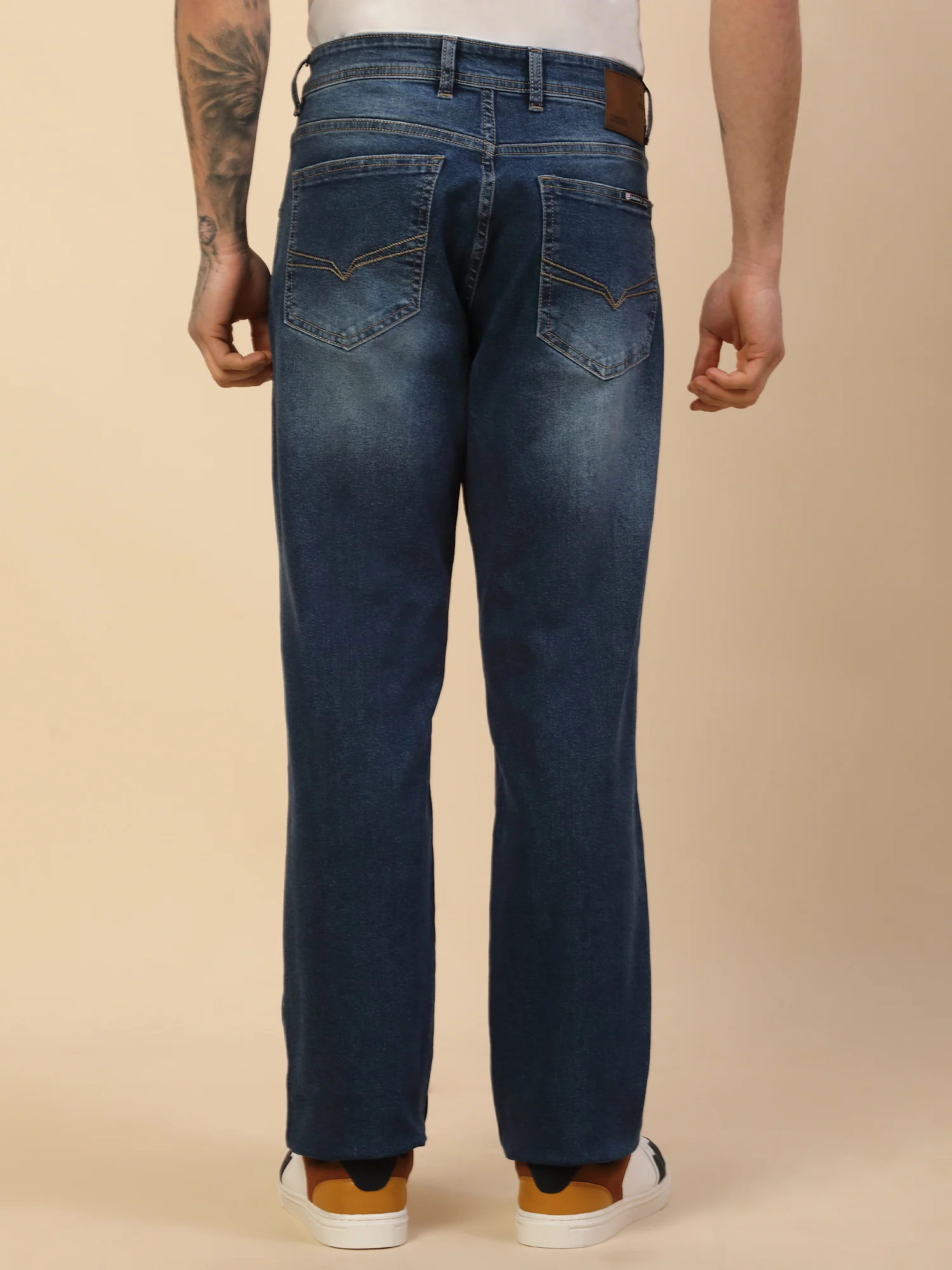 Denim Jeans for Men | Breathable & Soft with Color Fastness Loose Straight Fit Poly Cotton Fabric Solid Pattern Button Closure - Image 6