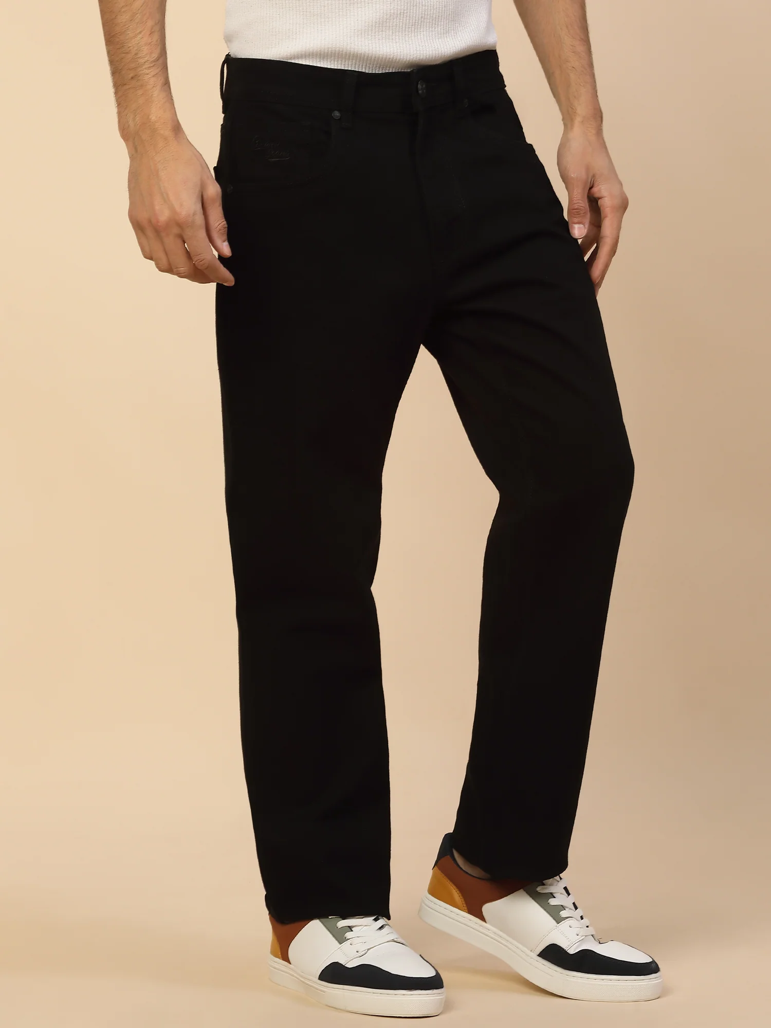 Denim Jeans for Men | Breathable & Soft with Color Fastness Loose Straight Fit Poly Cotton Fabric Solid Pattern Button Closure - Image 5