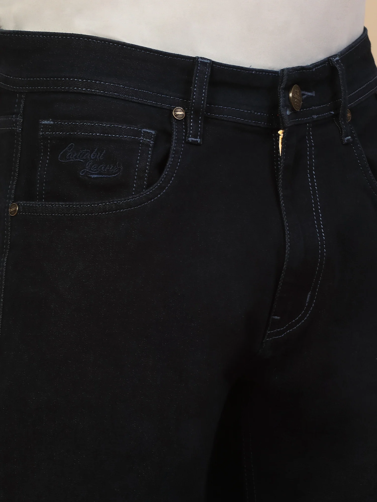 Denim Jeans for Men | Breathable & Soft with Color Fastness Loose Straight Fit Poly Cotton Fabric Solid Pattern Button Closure - Image 6
