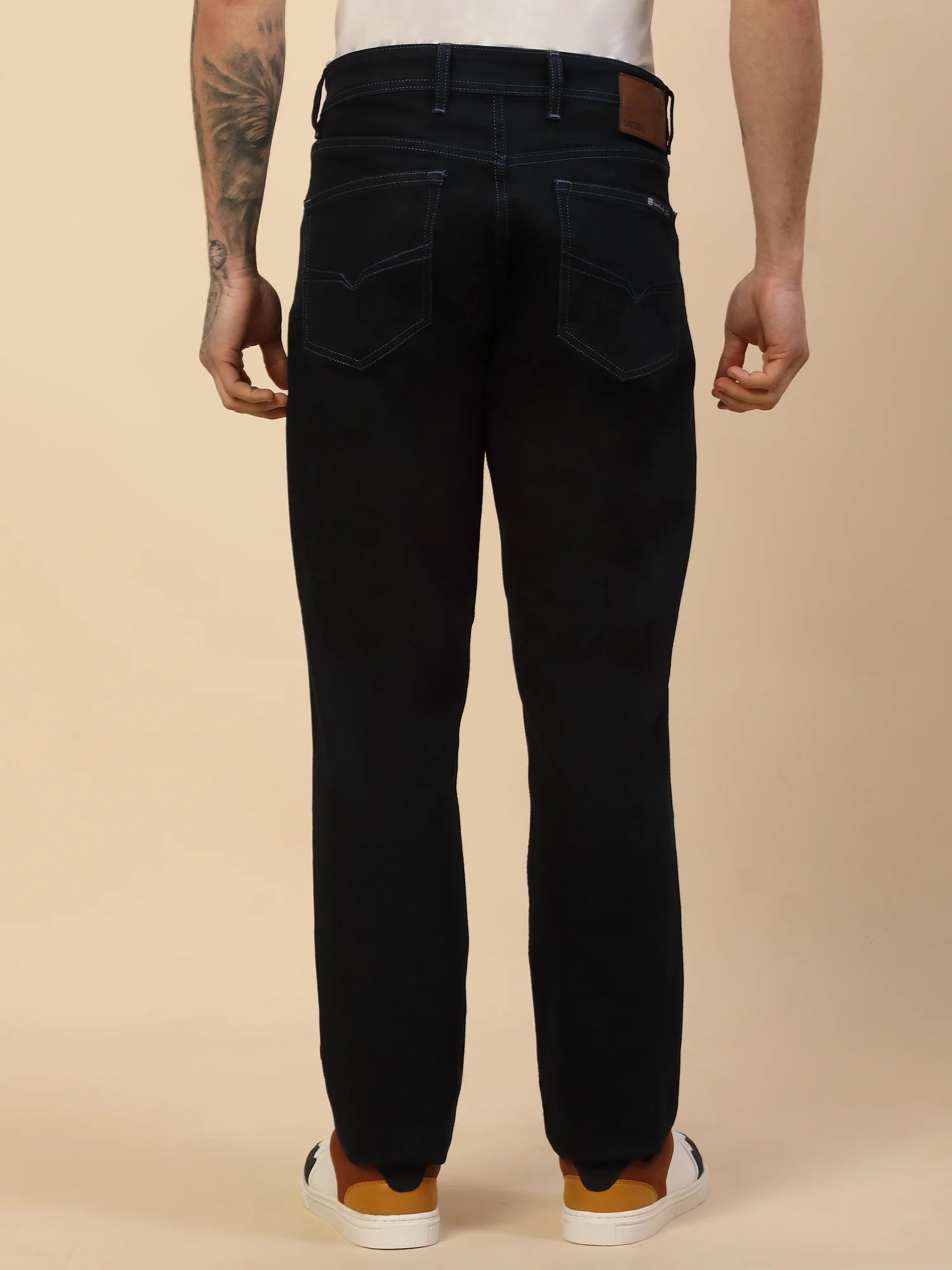 Denim Jeans for Men | Breathable & Soft with Color Fastness Loose Straight Fit Poly Cotton Fabric Solid Pattern Button Closure - Image 7