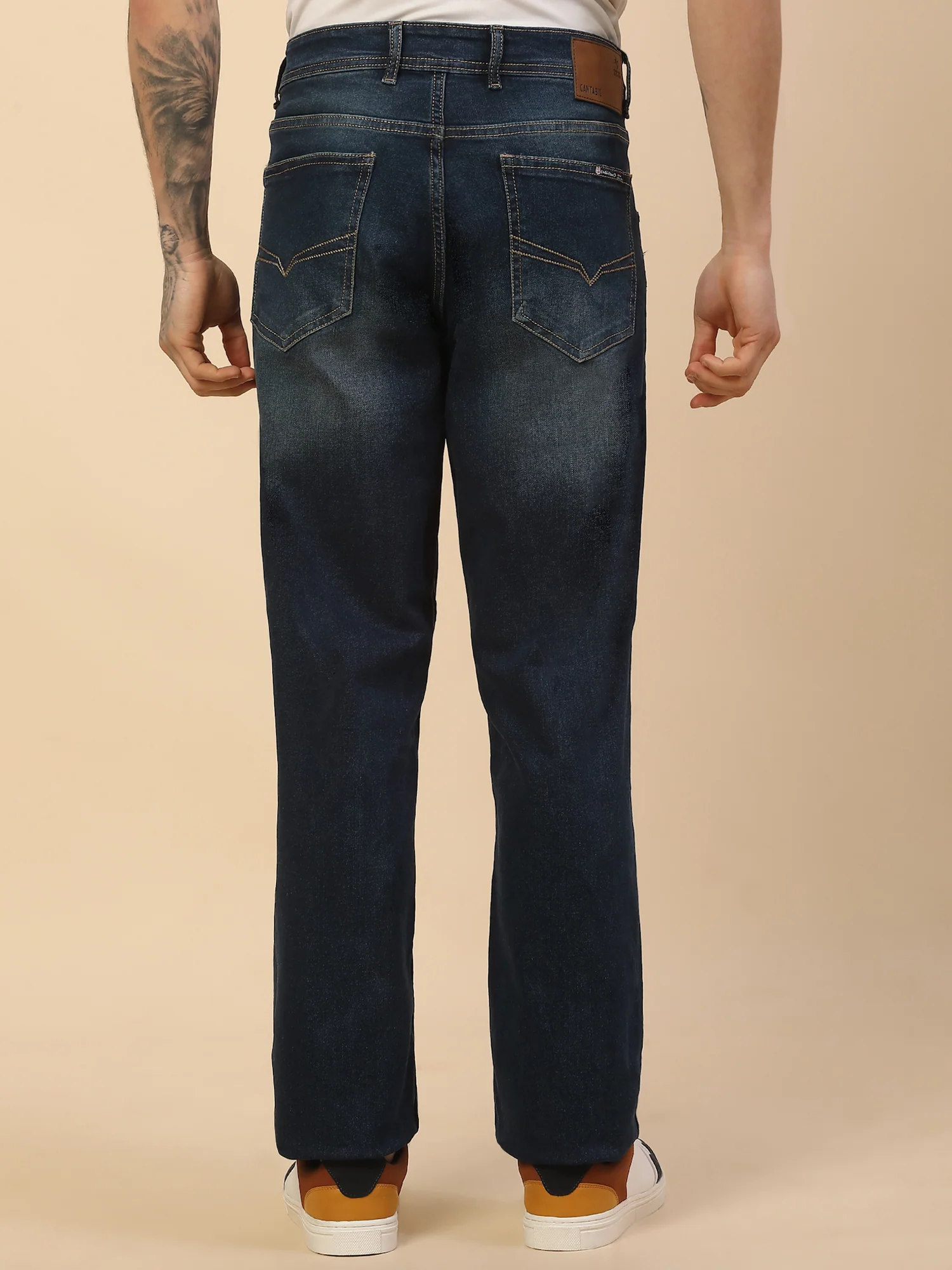 Denim Jeans for Men | Breathable & Soft with Color Fastness Loose Straight Fit Poly Cotton Fabric Solid Pattern Button Closure - Image 6