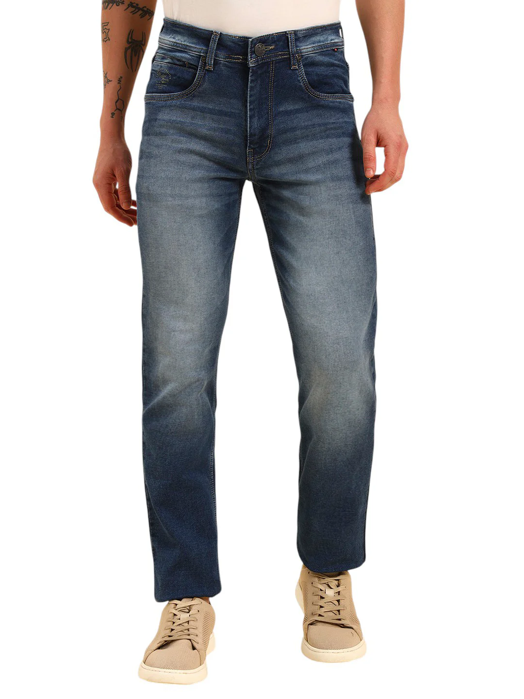 Denim Jeans for Men | Breathable & Soft with Color Fastness Slim Fit Cotton Fabric Solid Pattern Button Closure - Image 2
