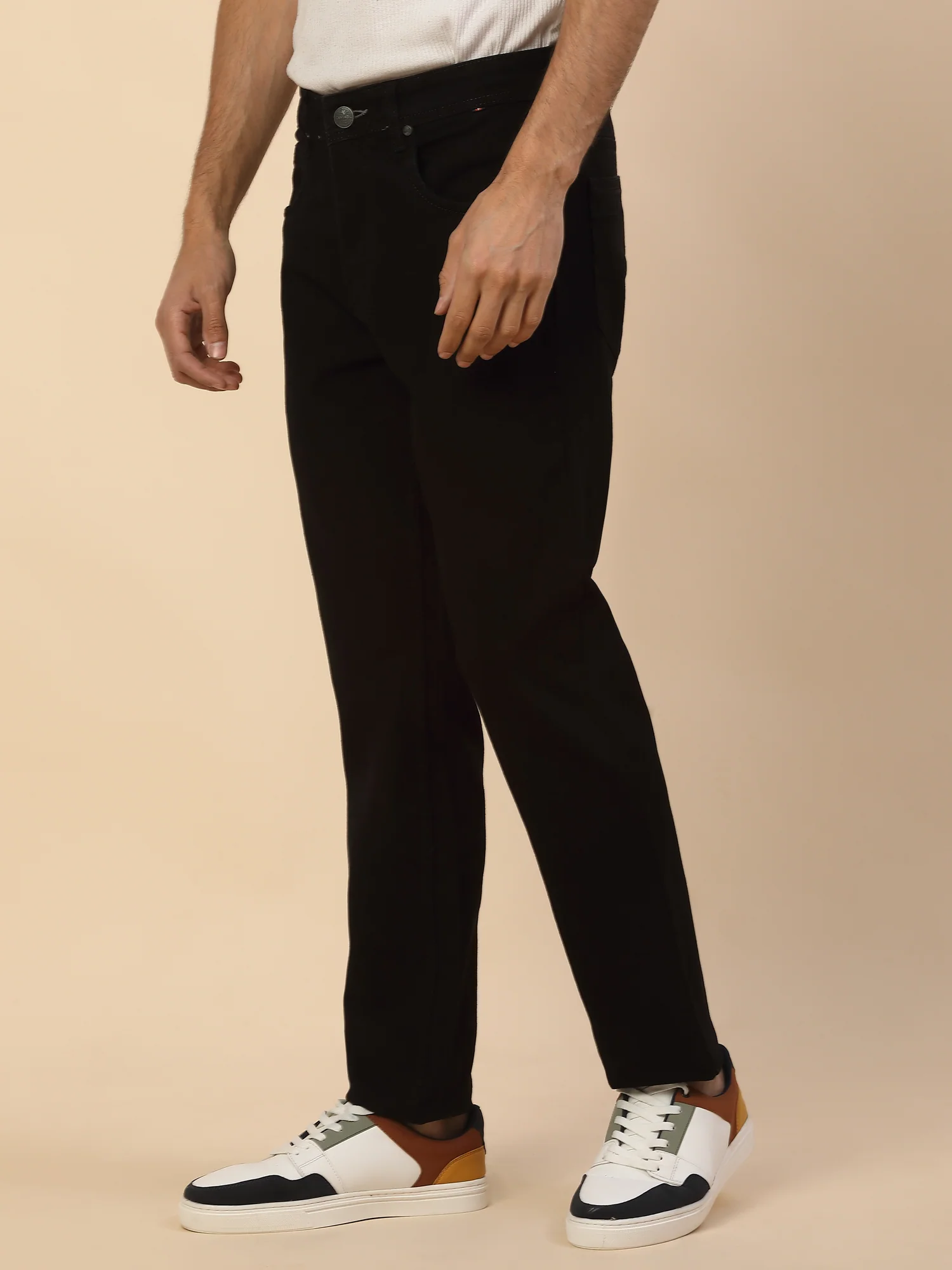 Denim Jeans for Men | Breathable & Soft with Color Fastness Slim Fit Poly Cotton Fabric Solid Pattern Button Closure - Image 3