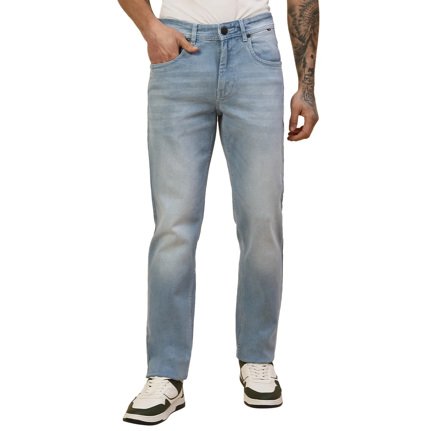 Denim Jeans for Men | Breathable & Soft with Color Fastness Slim Fit Poly Cotton Fabric Solid Pattern Button Closure - Image 2