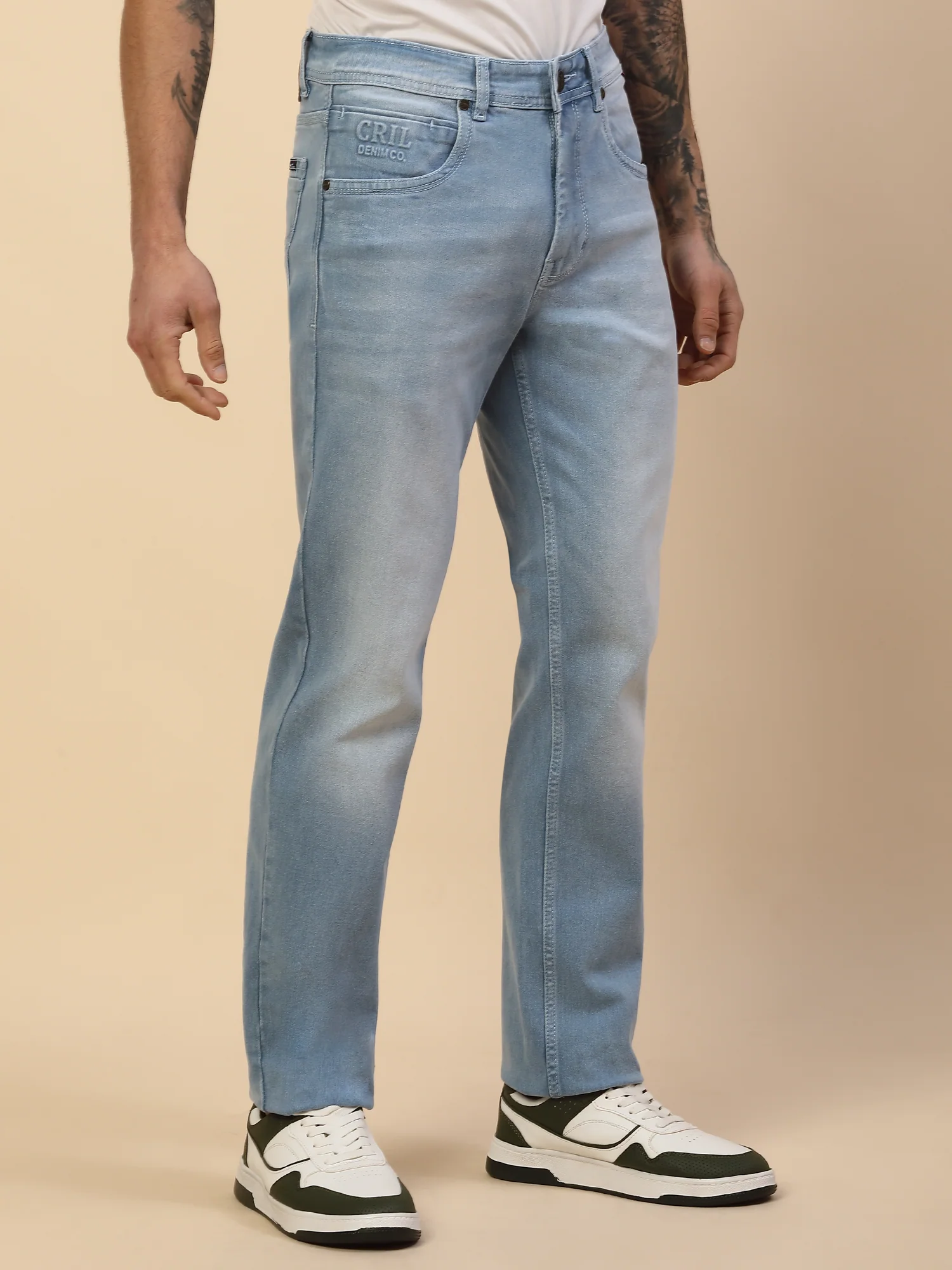 Denim Jeans for Men | Breathable & Soft with Color Fastness Slim Fit Poly Cotton Fabric Solid Pattern Button Closure - Image 4