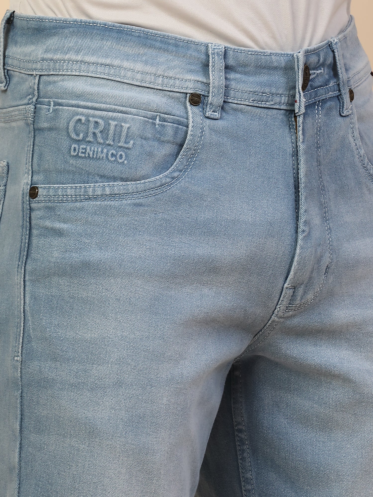 Denim Jeans for Men | Breathable & Soft with Color Fastness Slim Fit Poly Cotton Fabric Solid Pattern Button Closure - Image 6