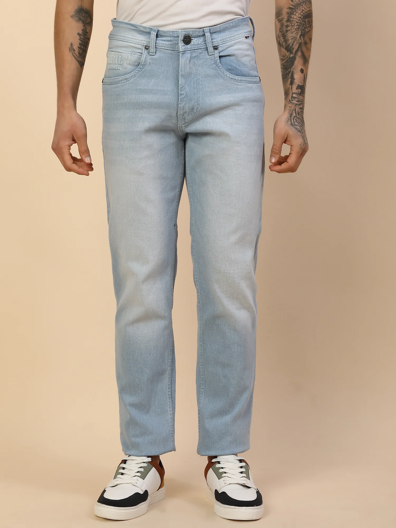 Denim Jeans for Men | Breathable & Soft with Color Fastness Slim Fit Poly Cotton Fabric Solid Pattern Button Closure - Image 3