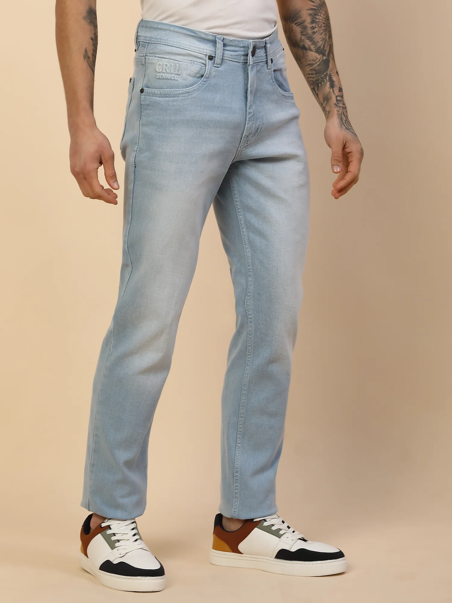 Denim Jeans for Men | Breathable & Soft with Color Fastness Slim Fit Poly Cotton Fabric Solid Pattern Button Closure - Image 5