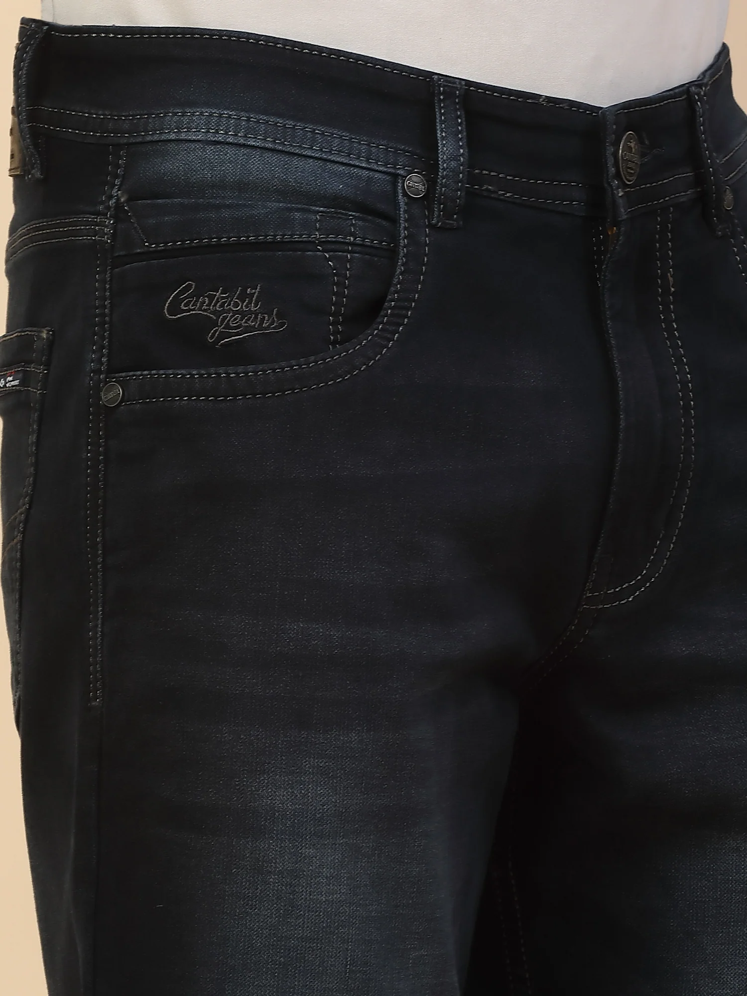 Denim Jeans for Men | Breathable & Soft with Color Fastness Slim Fit Poly Cotton Fabric Solid Pattern Button Closure - Image 6