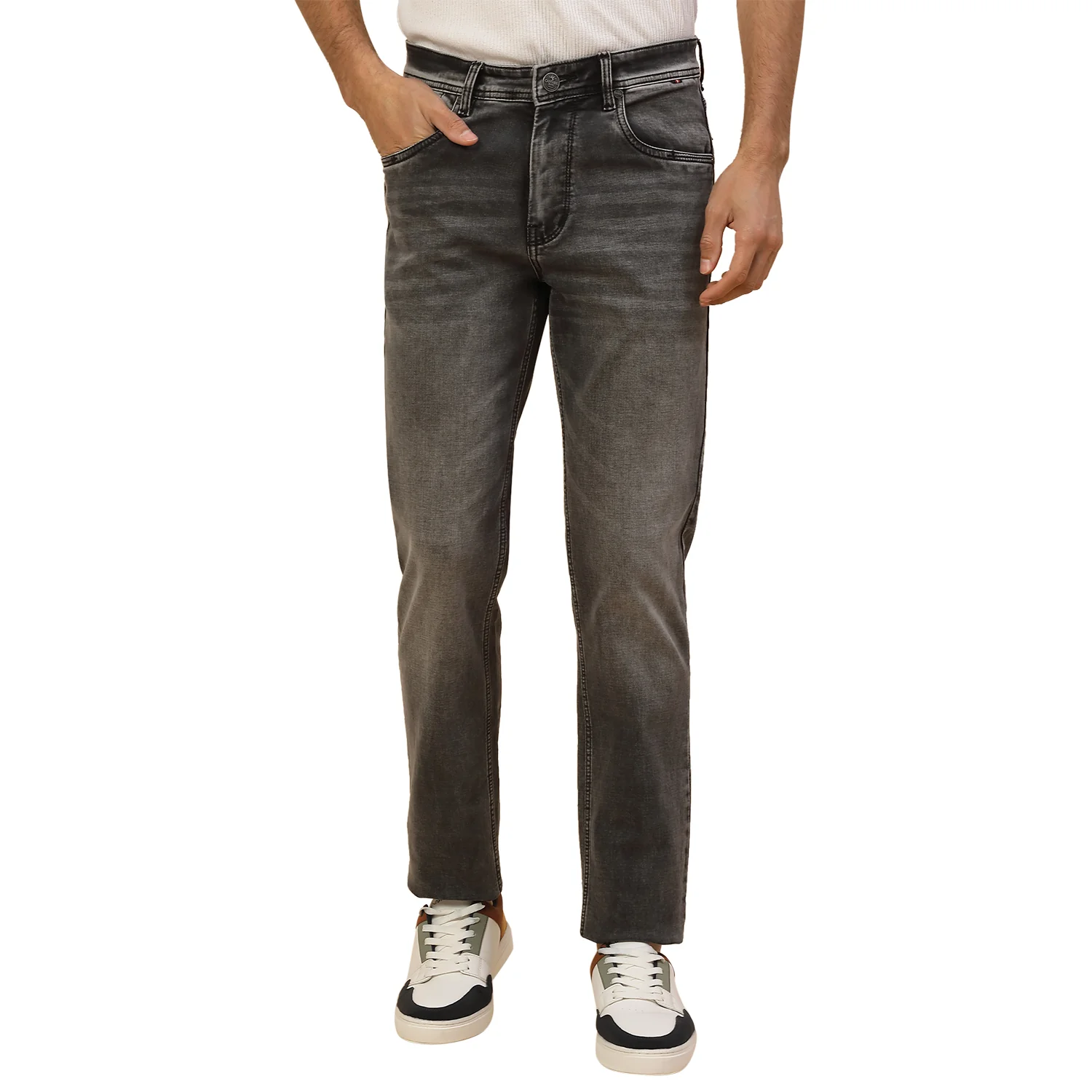 Denim Jeans for Men | Breathable & Soft with Color Fastness Slim Fit Poly Cotton Fabric Solid Pattern Button Closure - Image 2
