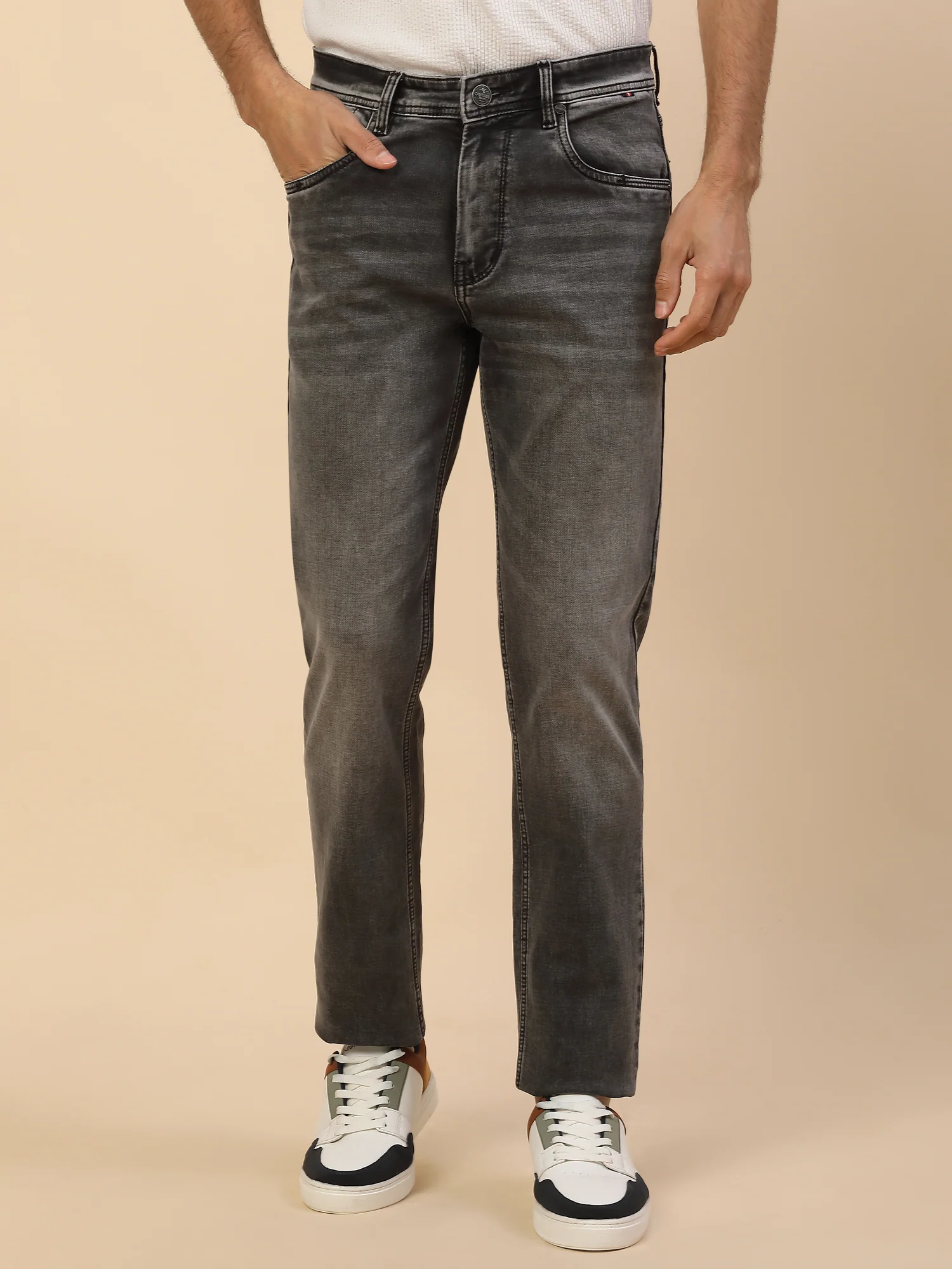 Denim Jeans for Men | Breathable & Soft with Color Fastness Slim Fit Poly Cotton Fabric Solid Pattern Button Closure - Image 3