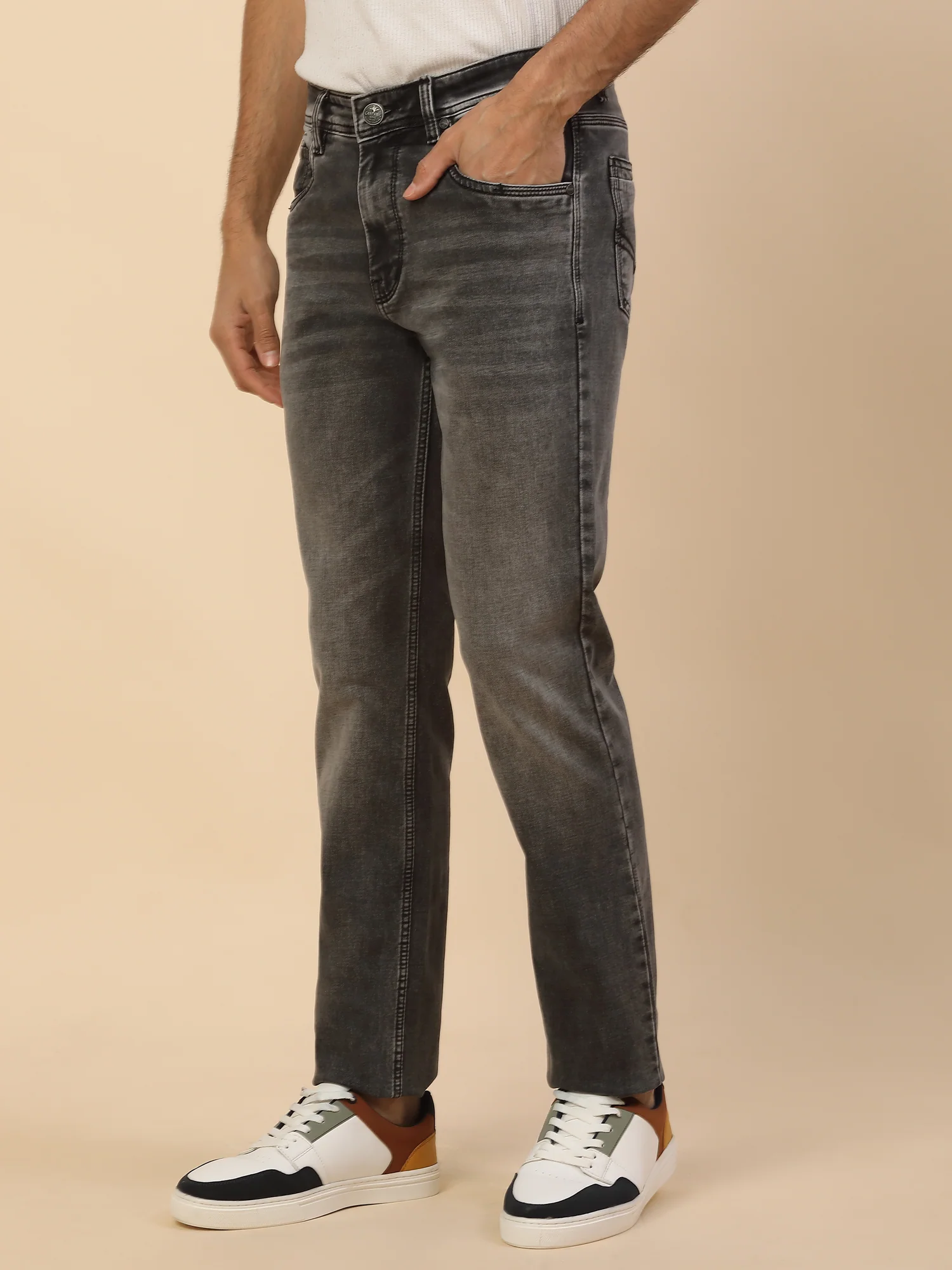 Denim Jeans for Men | Breathable & Soft with Color Fastness Slim Fit Poly Cotton Fabric Solid Pattern Button Closure - Image 4