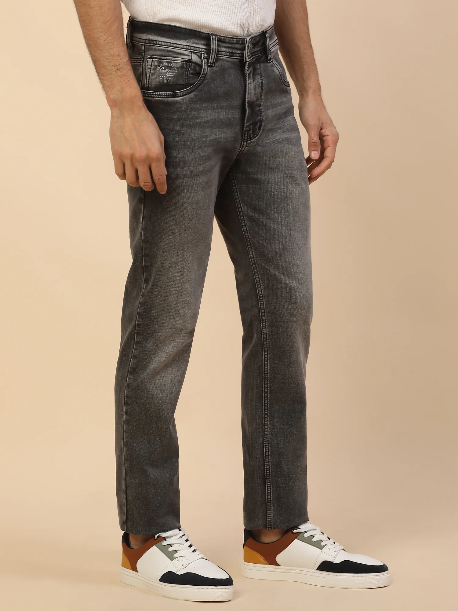 Denim Jeans for Men | Breathable & Soft with Color Fastness Slim Fit Poly Cotton Fabric Solid Pattern Button Closure - Image 5