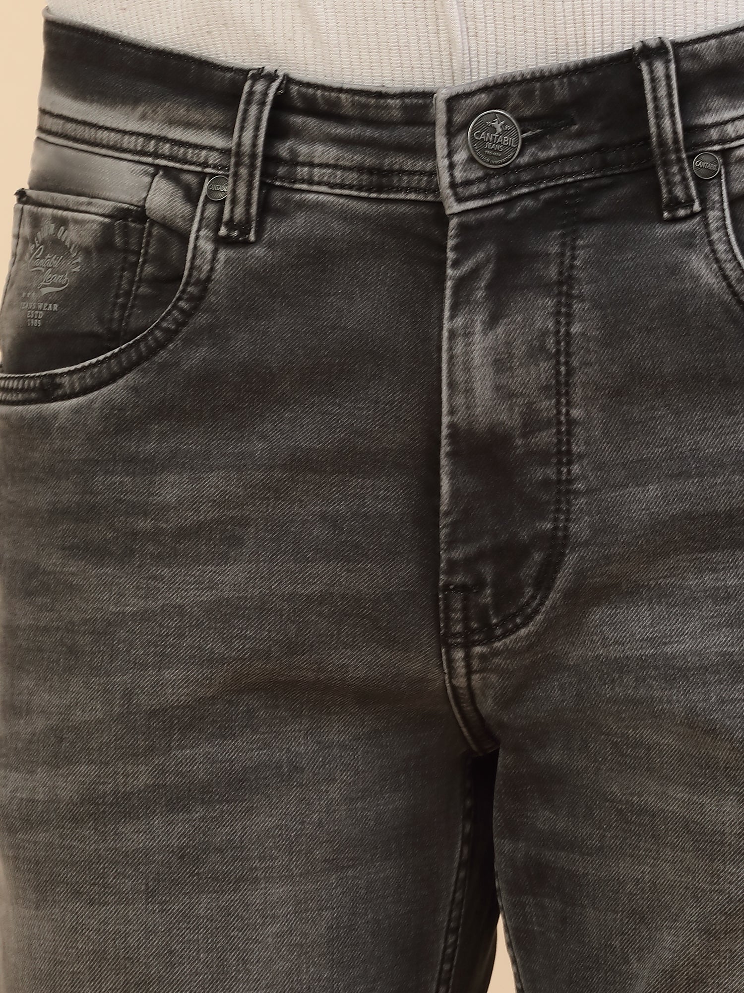 Denim Jeans for Men | Breathable & Soft with Color Fastness Slim Fit Poly Cotton Fabric Solid Pattern Button Closure - Image 6