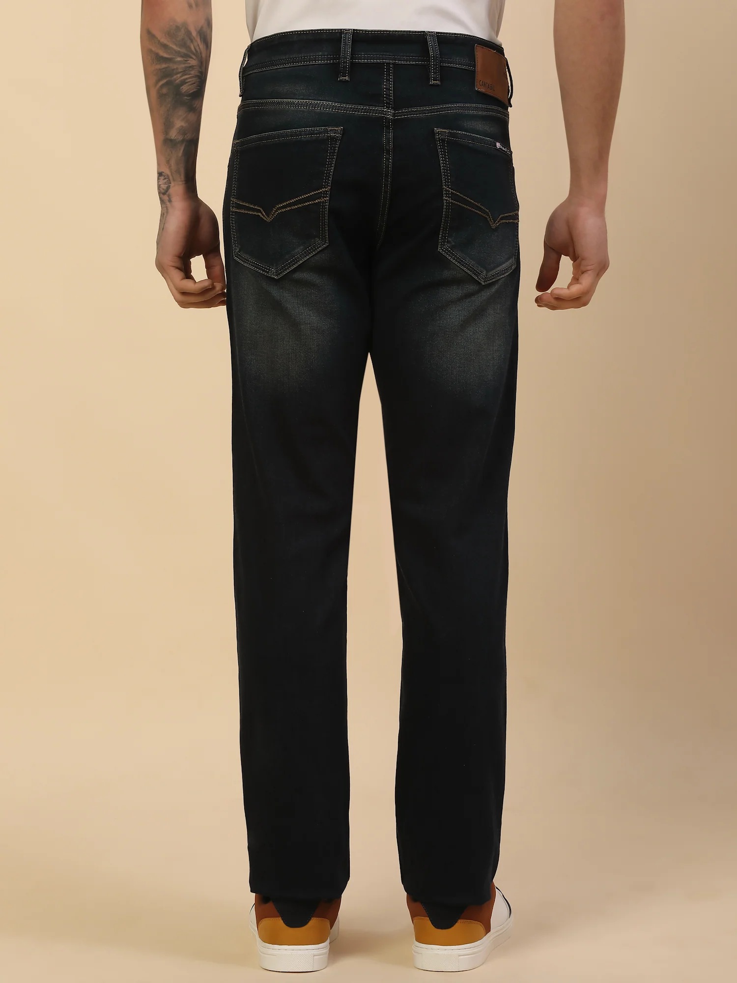 Denim Jeans for Men | Breathable & Soft with Color Fastness Slim Fit Poly Cotton Fabric Solid Pattern Button Closure - Image 3