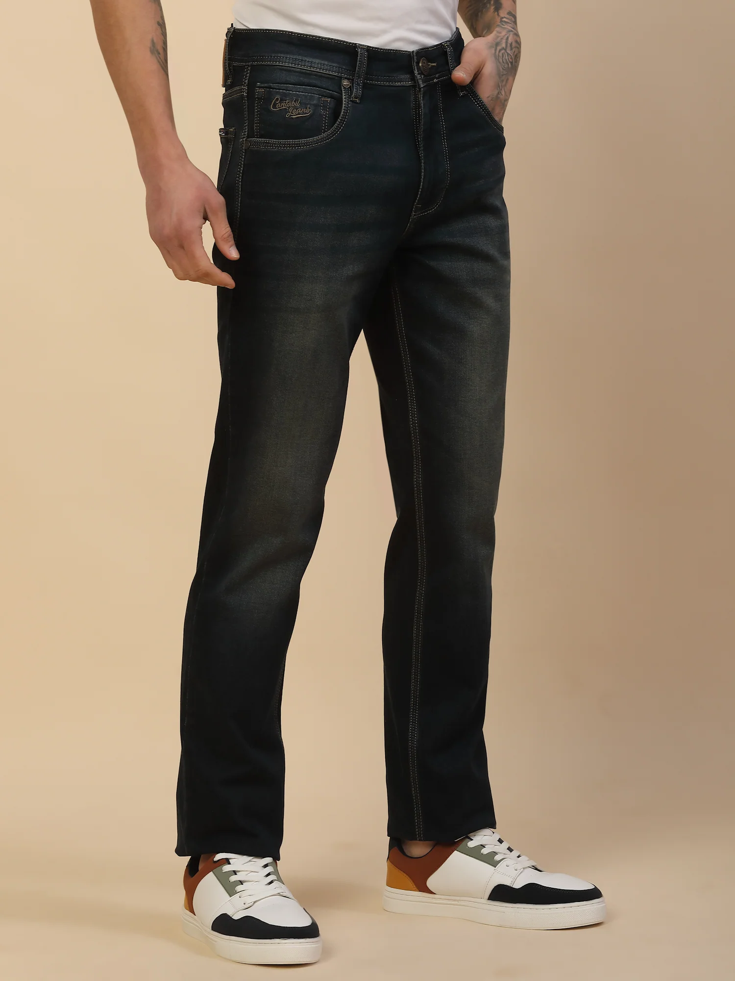 Denim Jeans for Men | Breathable & Soft with Color Fastness Slim Fit Poly Cotton Fabric Solid Pattern Button Closure - Image 5