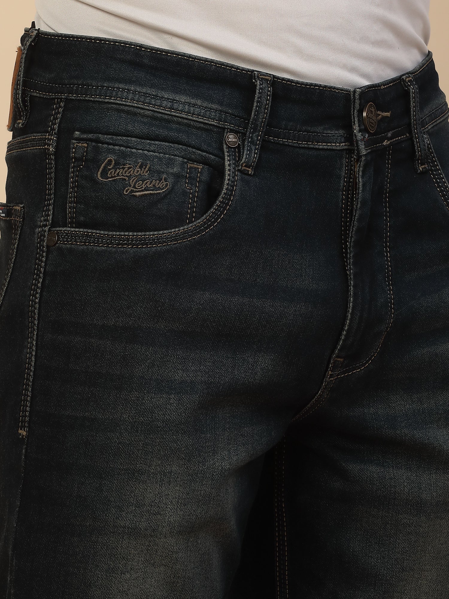 Denim Jeans for Men | Breathable & Soft with Color Fastness Slim Fit Poly Cotton Fabric Solid Pattern Button Closure - Image 7