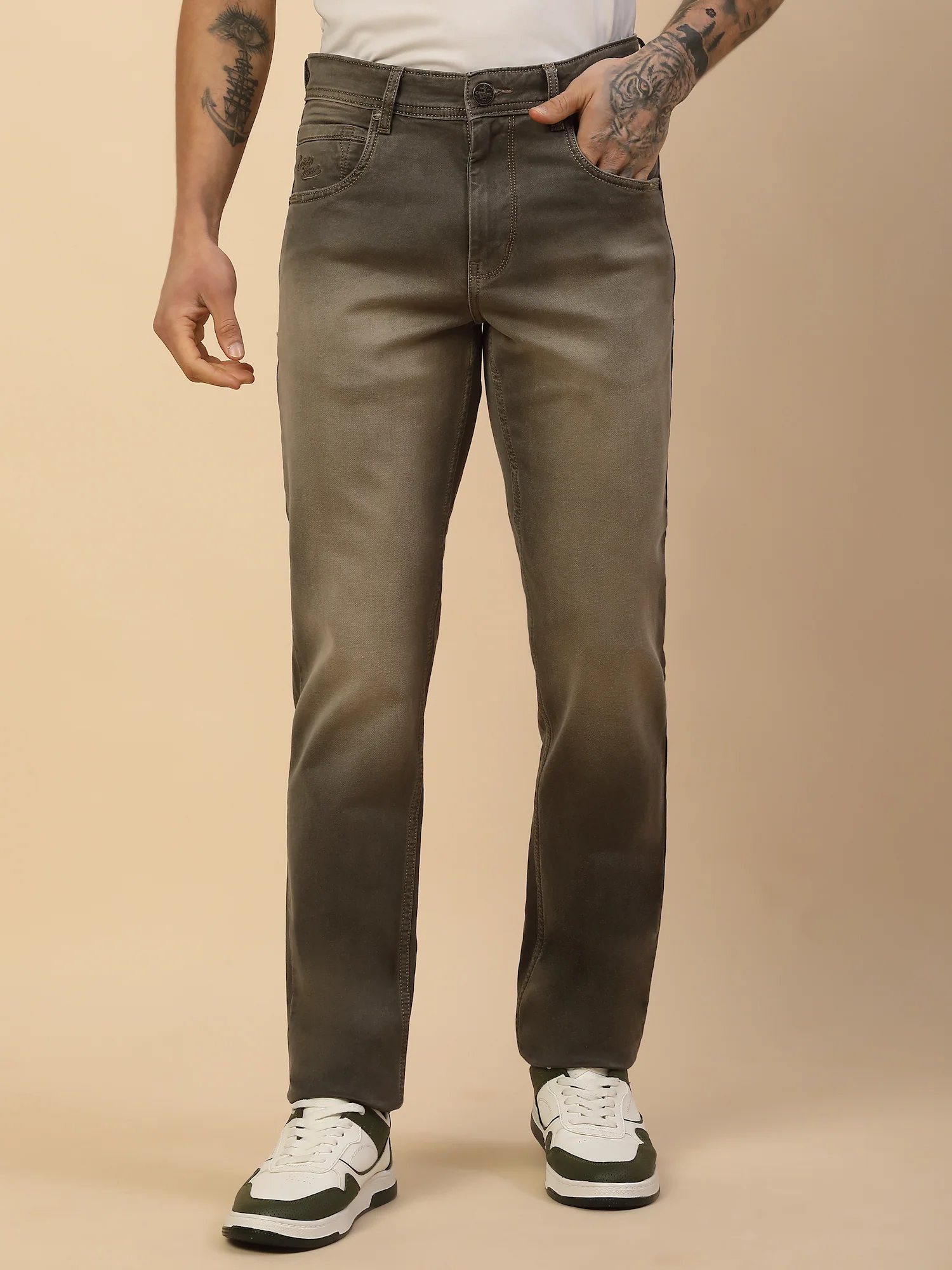Denim Jeans for Men | Breathable & Soft with Color Fastness Slim Fit Poly Cotton Fabric Solid Pattern Button Closure - Image 4
