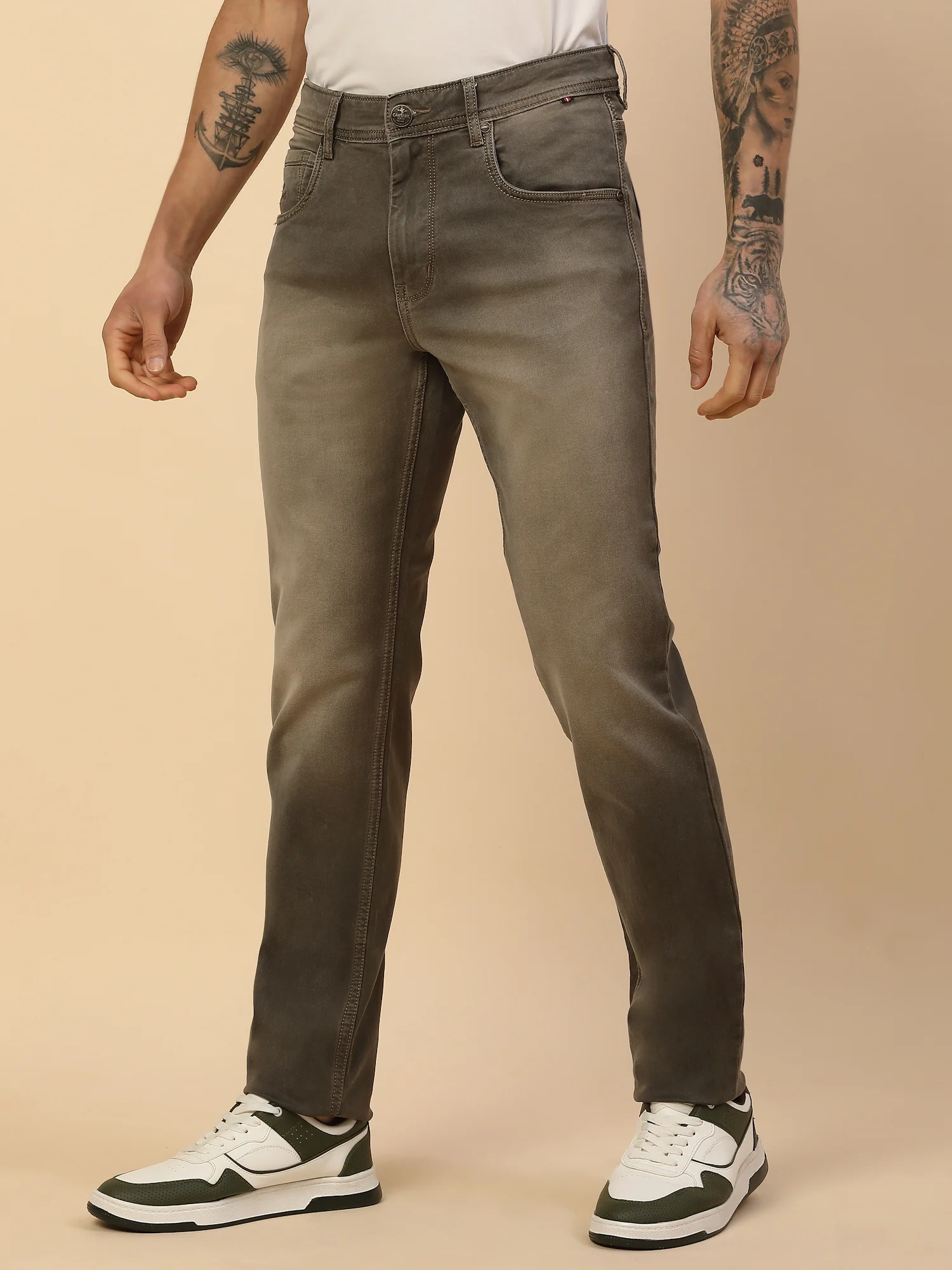 Denim Jeans for Men | Breathable & Soft with Color Fastness Slim Fit Poly Cotton Fabric Solid Pattern Button Closure - Image 6