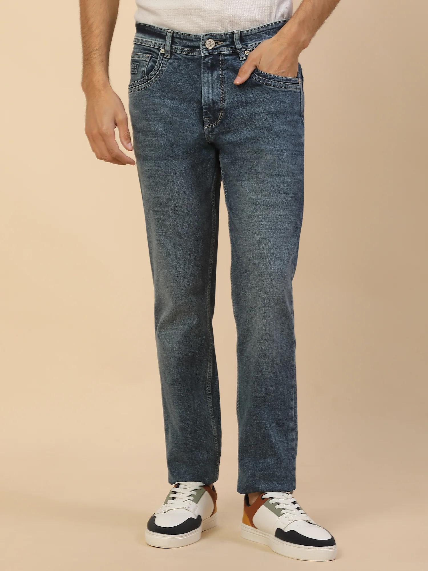 Denim Jeans for Men | Breathable & Soft with Color Fastness Slim Fit Poly Cotton Fabric Solid Pattern Button Closure - Image 2