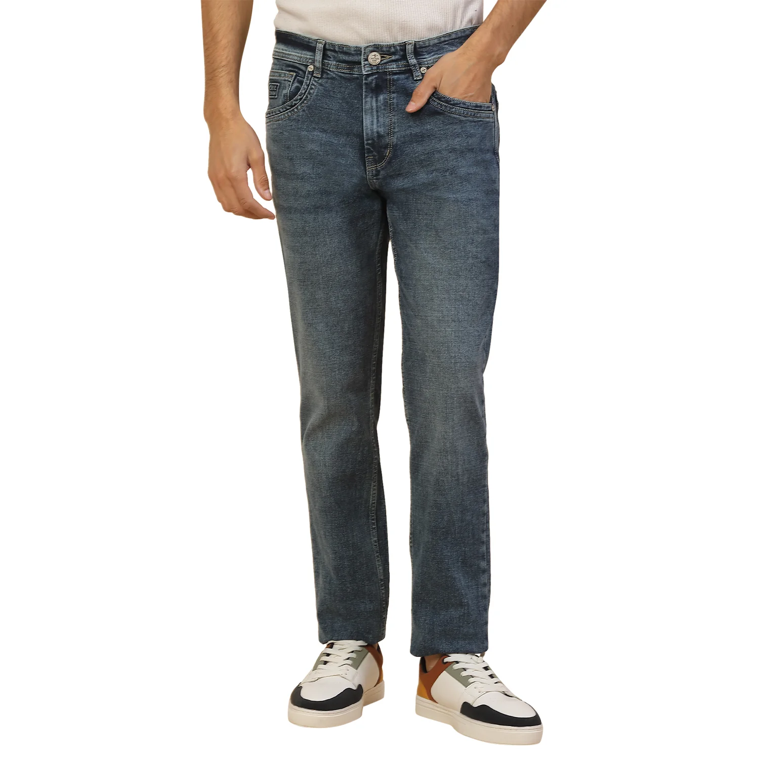 Denim Jeans for Men | Breathable & Soft with Color Fastness Slim Fit Poly Cotton Fabric Solid Pattern Button Closure - Image 7