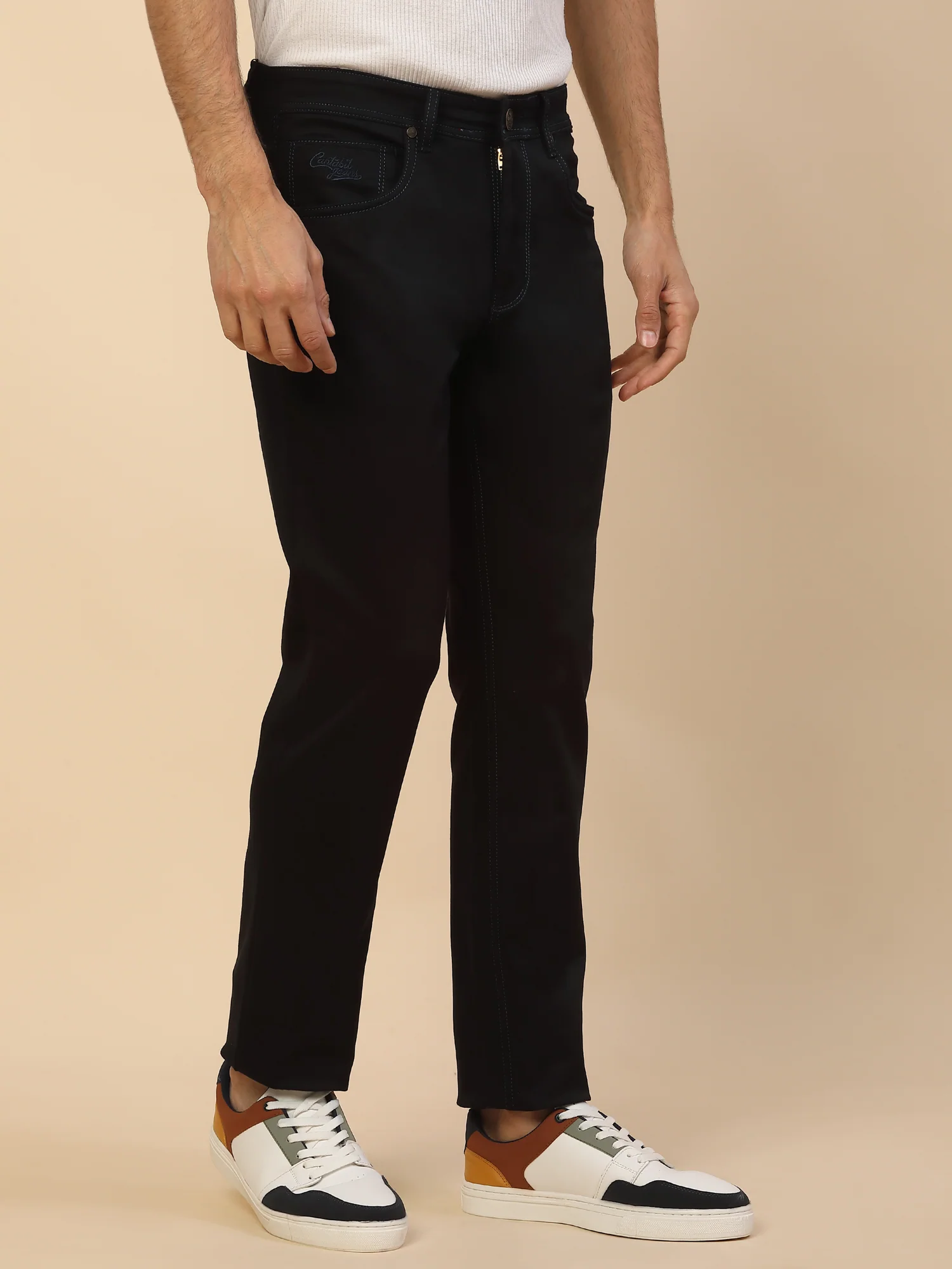 Denim Jeans for Men | Breathable & Soft with Color Fastness Slim Fit Poly Cotton Fabric Solid Pattern Button Closure - Image 2