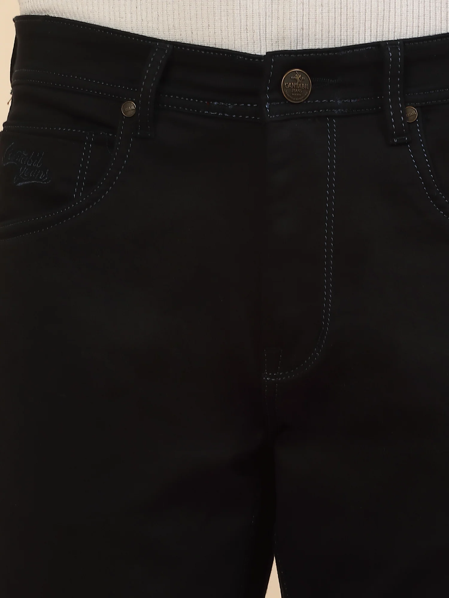 Denim Jeans for Men | Breathable & Soft with Color Fastness Slim Fit Poly Cotton Fabric Solid Pattern Button Closure - Image 3