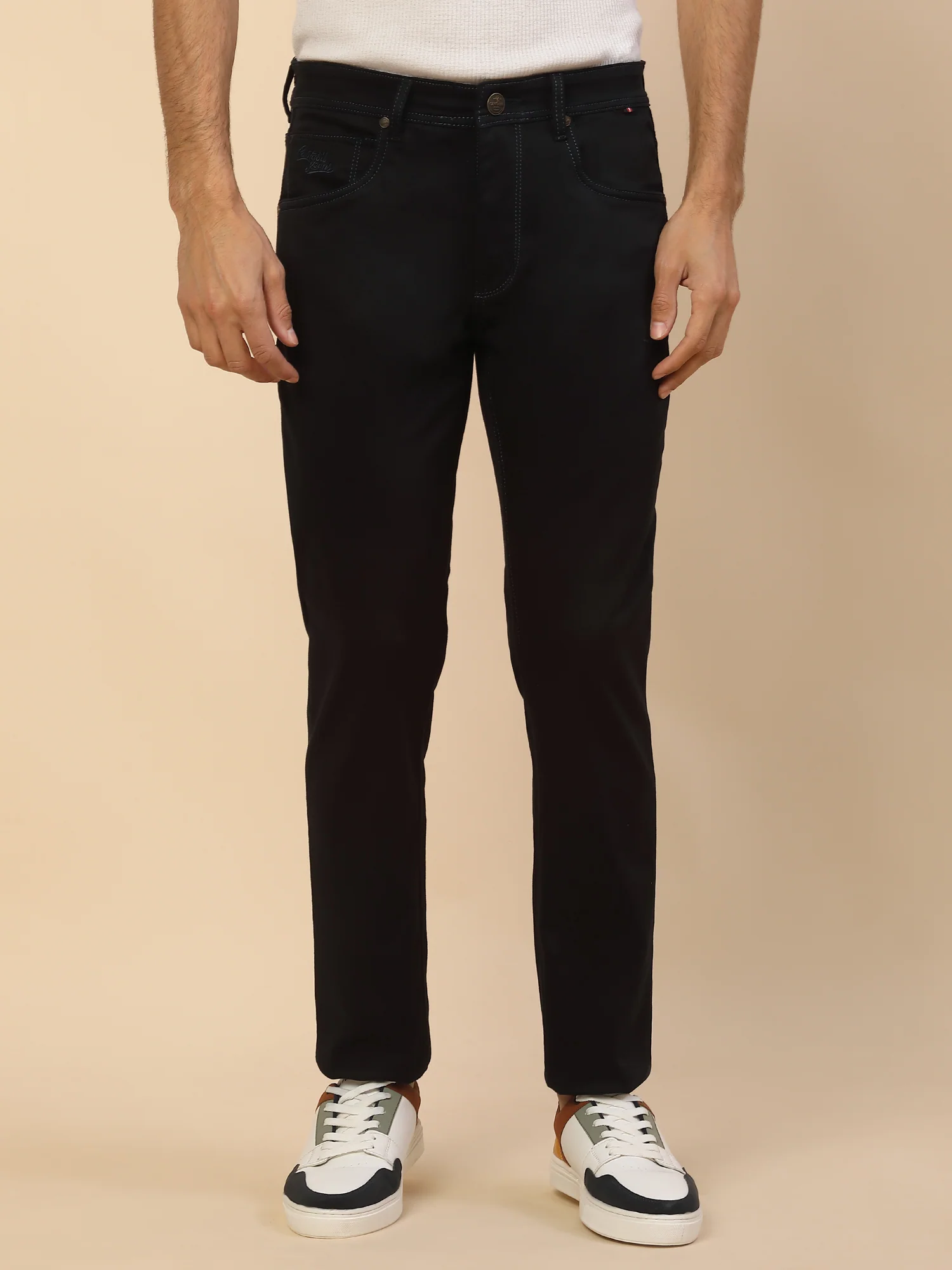 Denim Jeans for Men | Breathable & Soft with Color Fastness Slim Fit Poly Cotton Fabric Solid Pattern Button Closure - Image 6