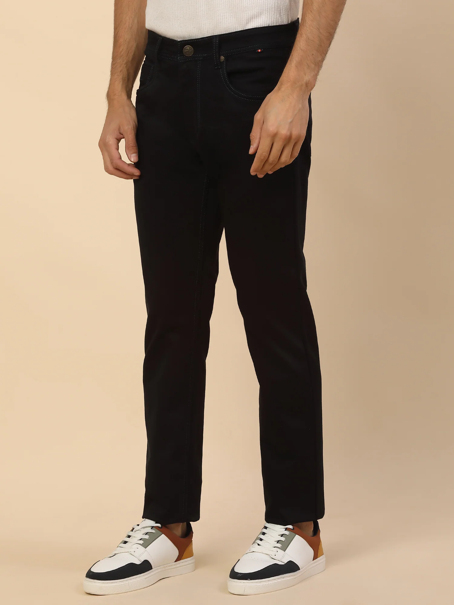 Denim Jeans for Men | Breathable & Soft with Color Fastness Slim Fit Poly Cotton Fabric Solid Pattern Button Closure - Image 7