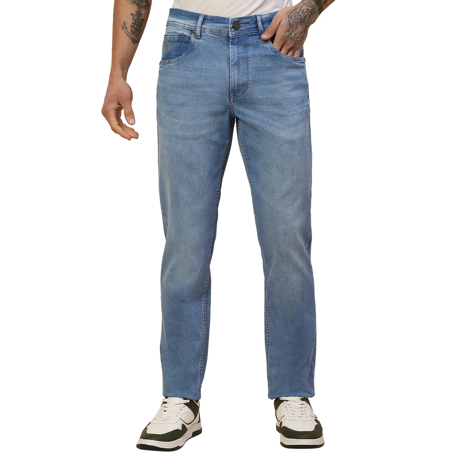 Denim Jeans for Men | Breathable & Soft with Color Fastness Slim Fit Poly Cotton Fabric Solid Pattern Button Closure - Image 2