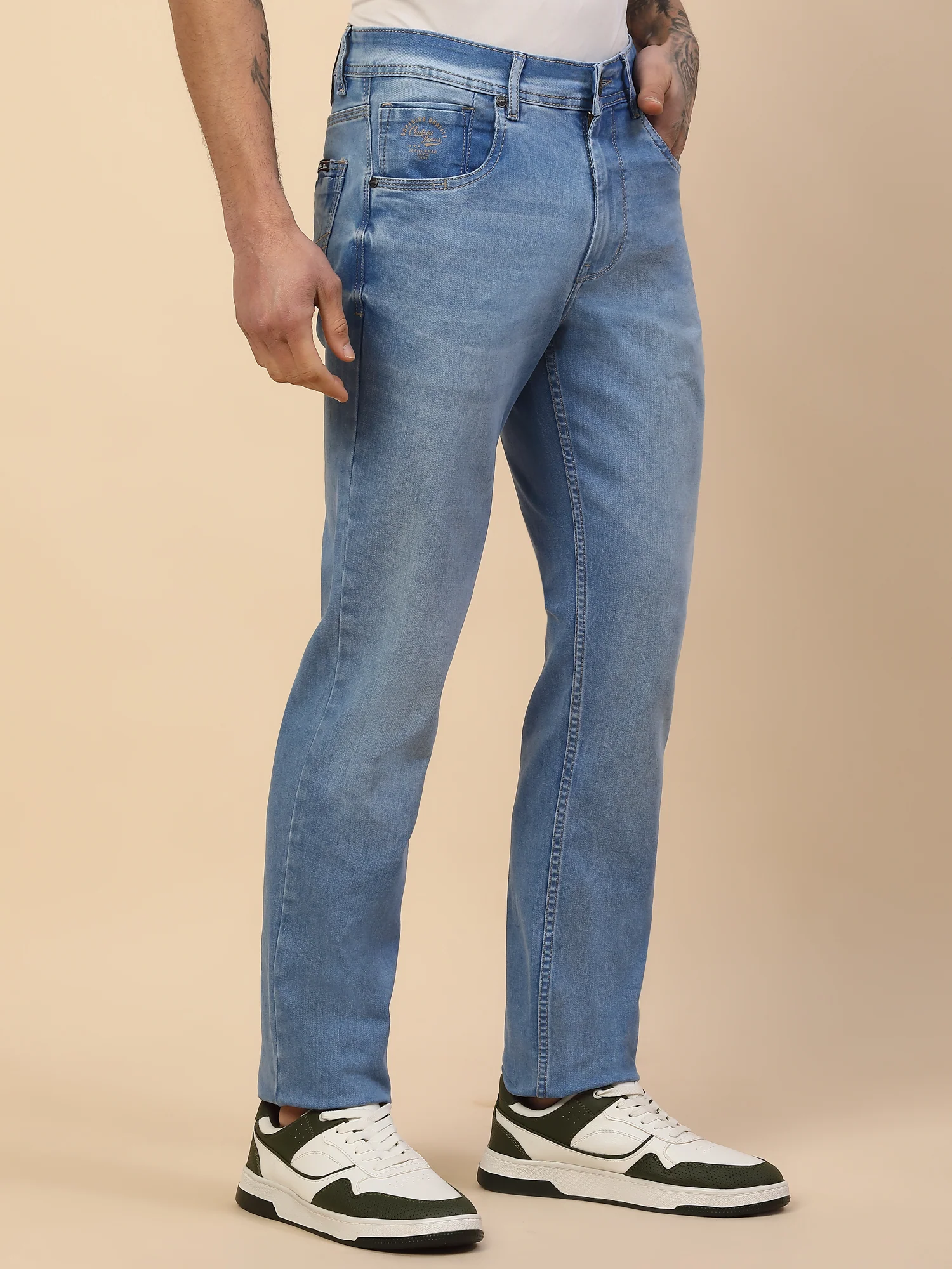 Denim Jeans for Men | Breathable & Soft with Color Fastness Slim Fit Poly Cotton Fabric Solid Pattern Button Closure - Image 6