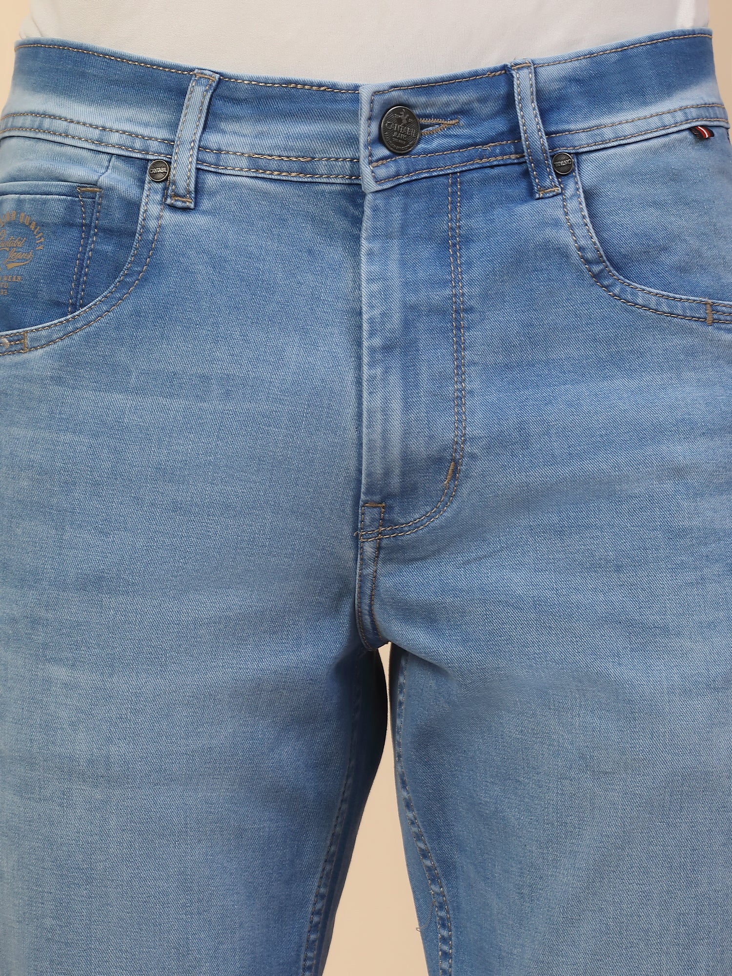 Denim Jeans for Men | Breathable & Soft with Color Fastness Slim Fit Poly Cotton Fabric Solid Pattern Button Closure - Image 7