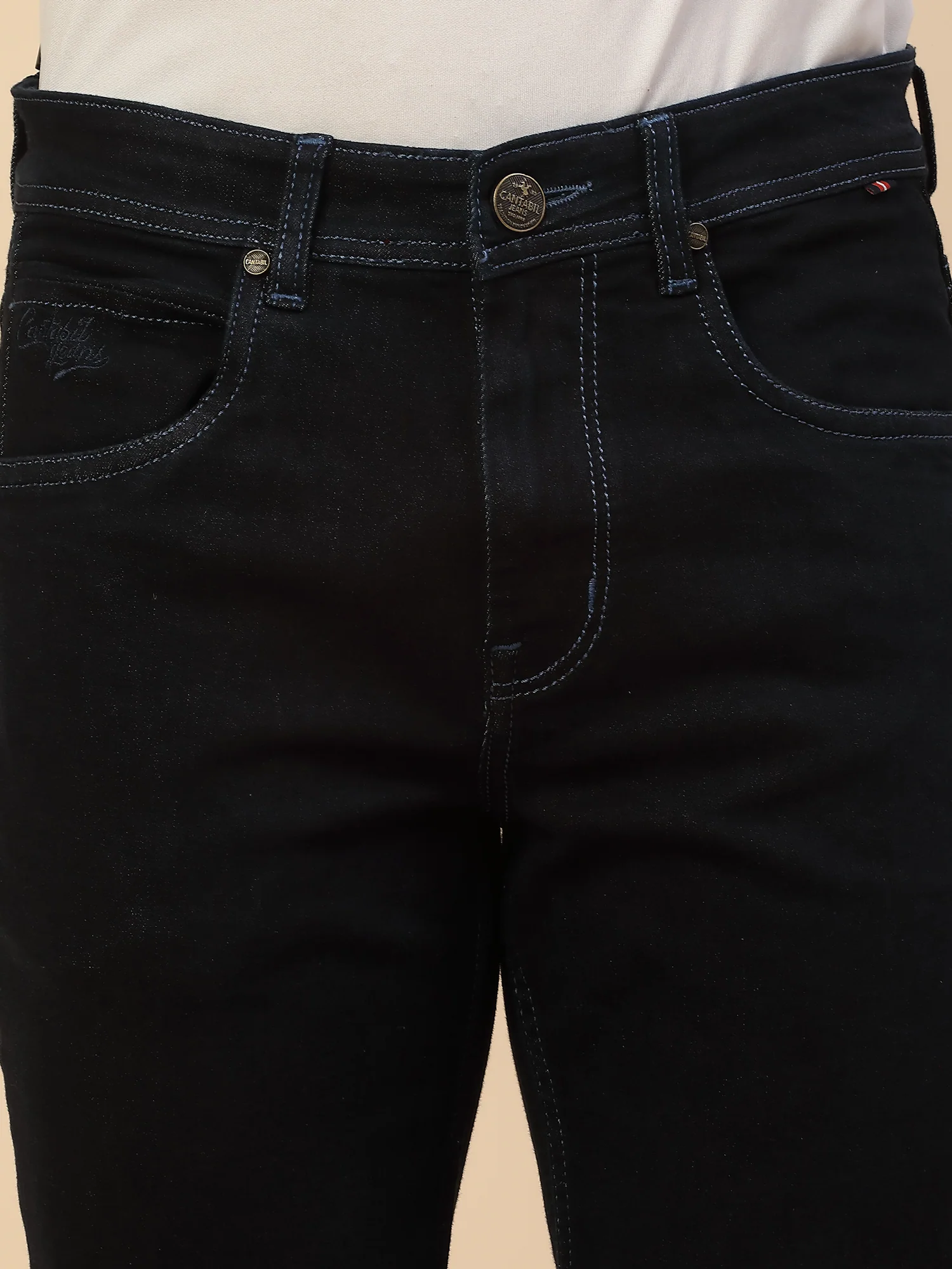 Denim Jeans for Men | Breathable & Soft with Color Fastness Slim Fit Poly Cotton Fabric Solid Pattern Button Closure - Image 5