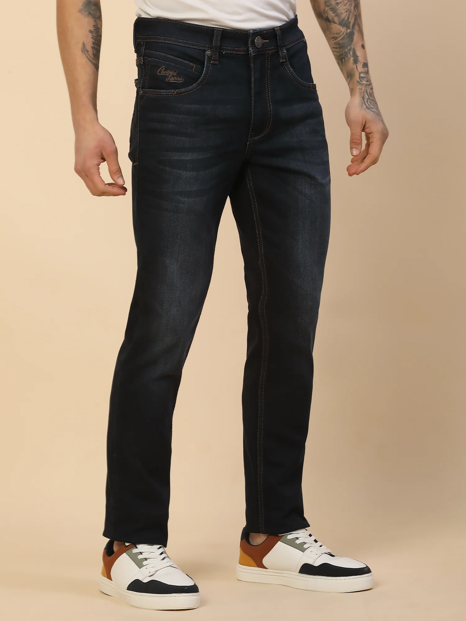 Denim Jeans for Men | Breathable & Soft with Color Fastness Slim Fit Poly Cotton Fabric Solid Pattern Button Closure - Image 5