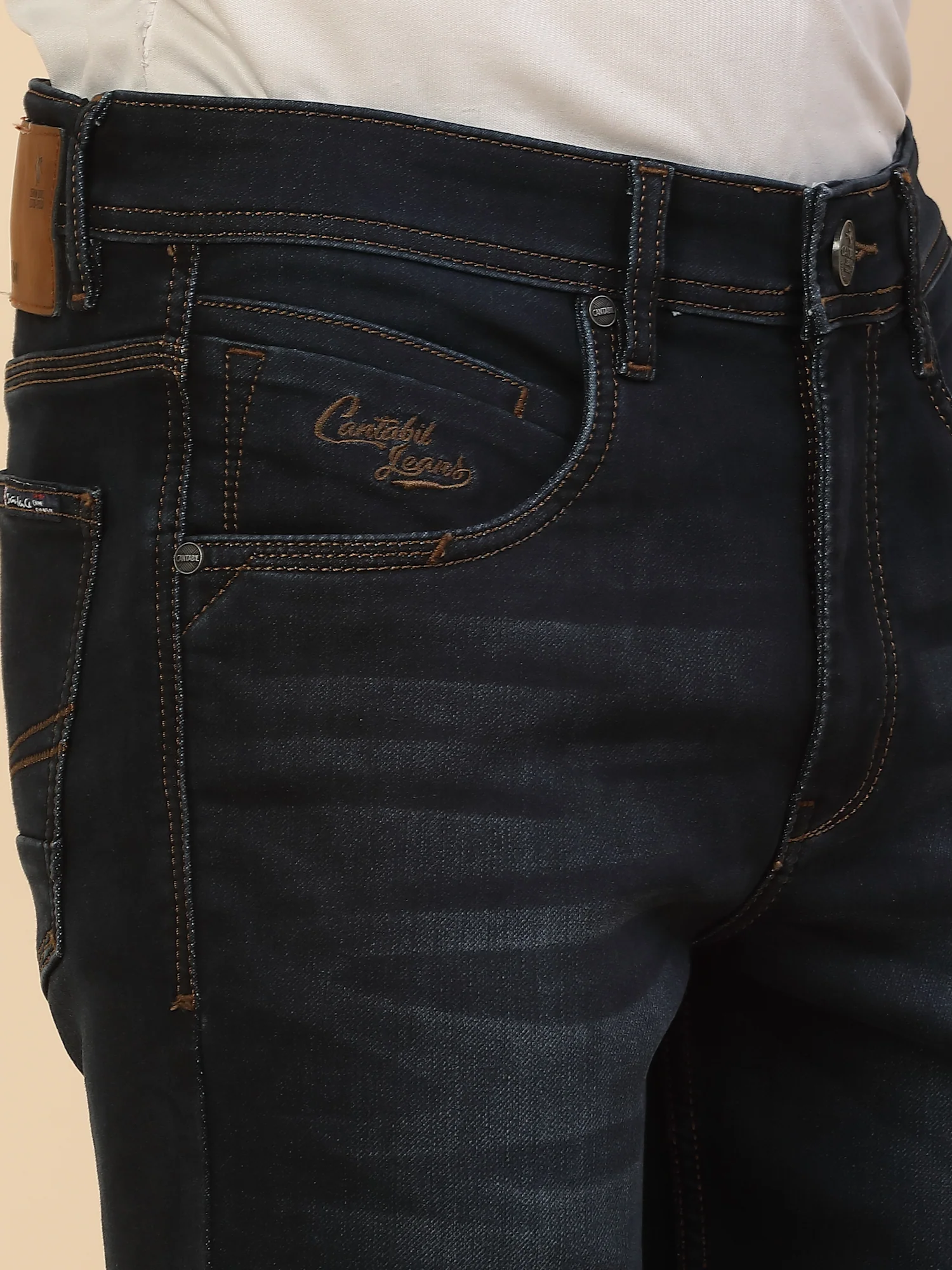 Denim Jeans for Men | Breathable & Soft with Color Fastness Slim Fit Poly Cotton Fabric Solid Pattern Button Closure - Image 6