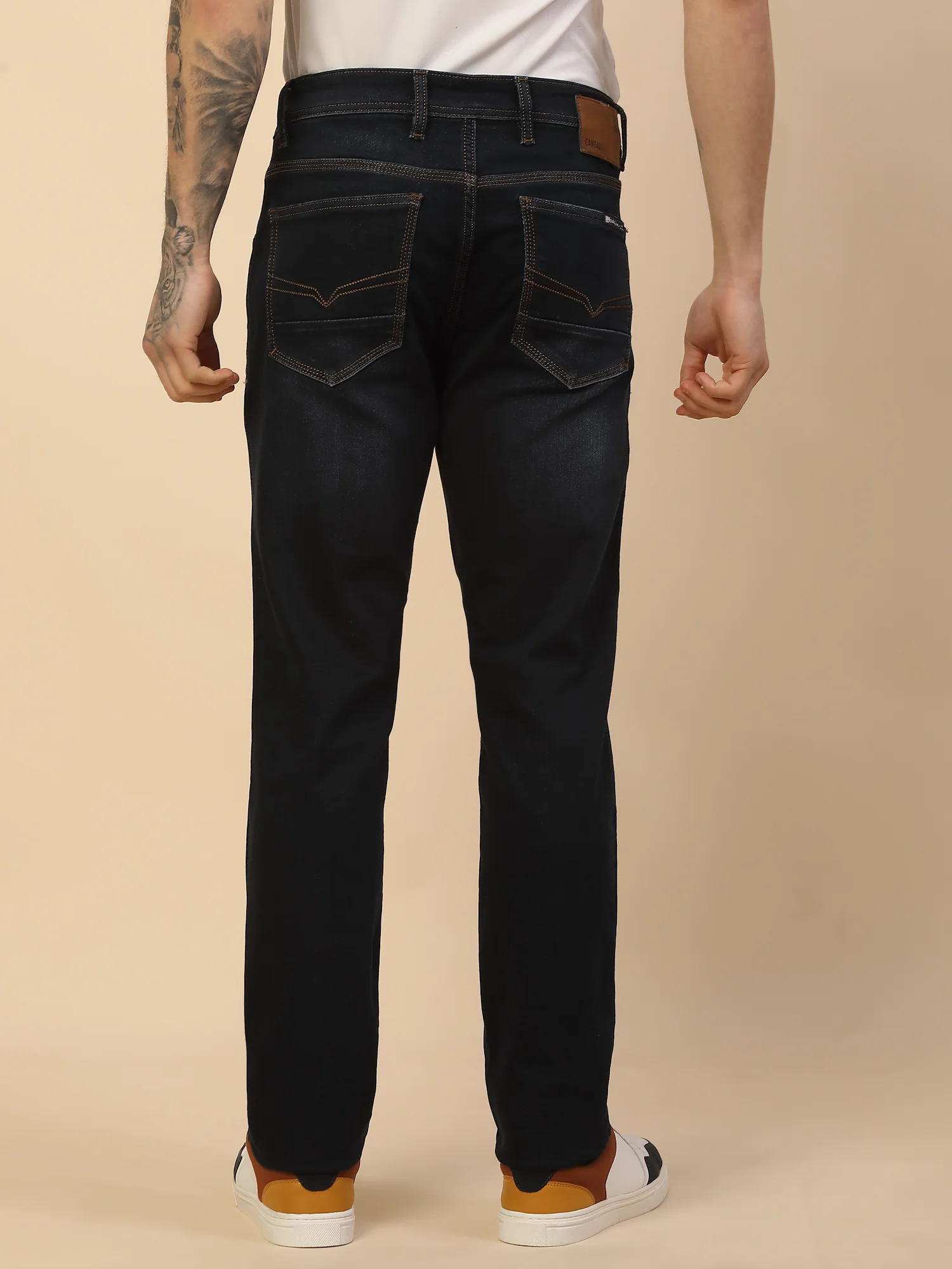 Denim Jeans for Men | Breathable & Soft with Color Fastness Slim Fit Poly Cotton Fabric Solid Pattern Button Closure - Image 7