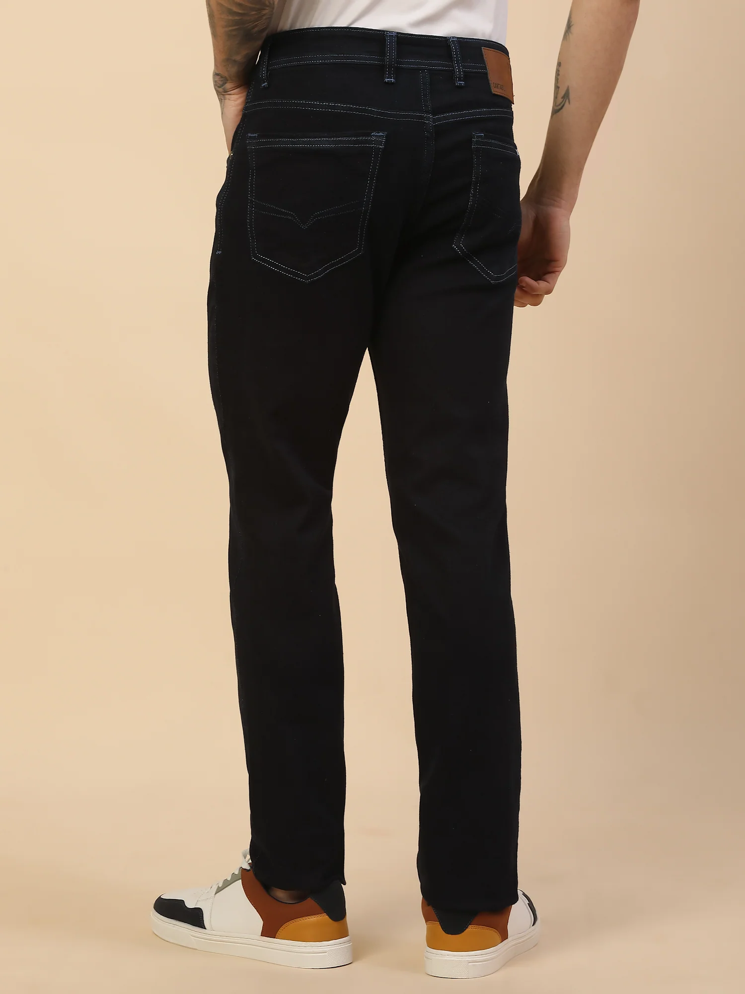 Denim Jeans for Men | Breathable & Soft with Color Fastness Slim Fit Poly Cotton Fabric Solid Pattern Button Closure - Image 6