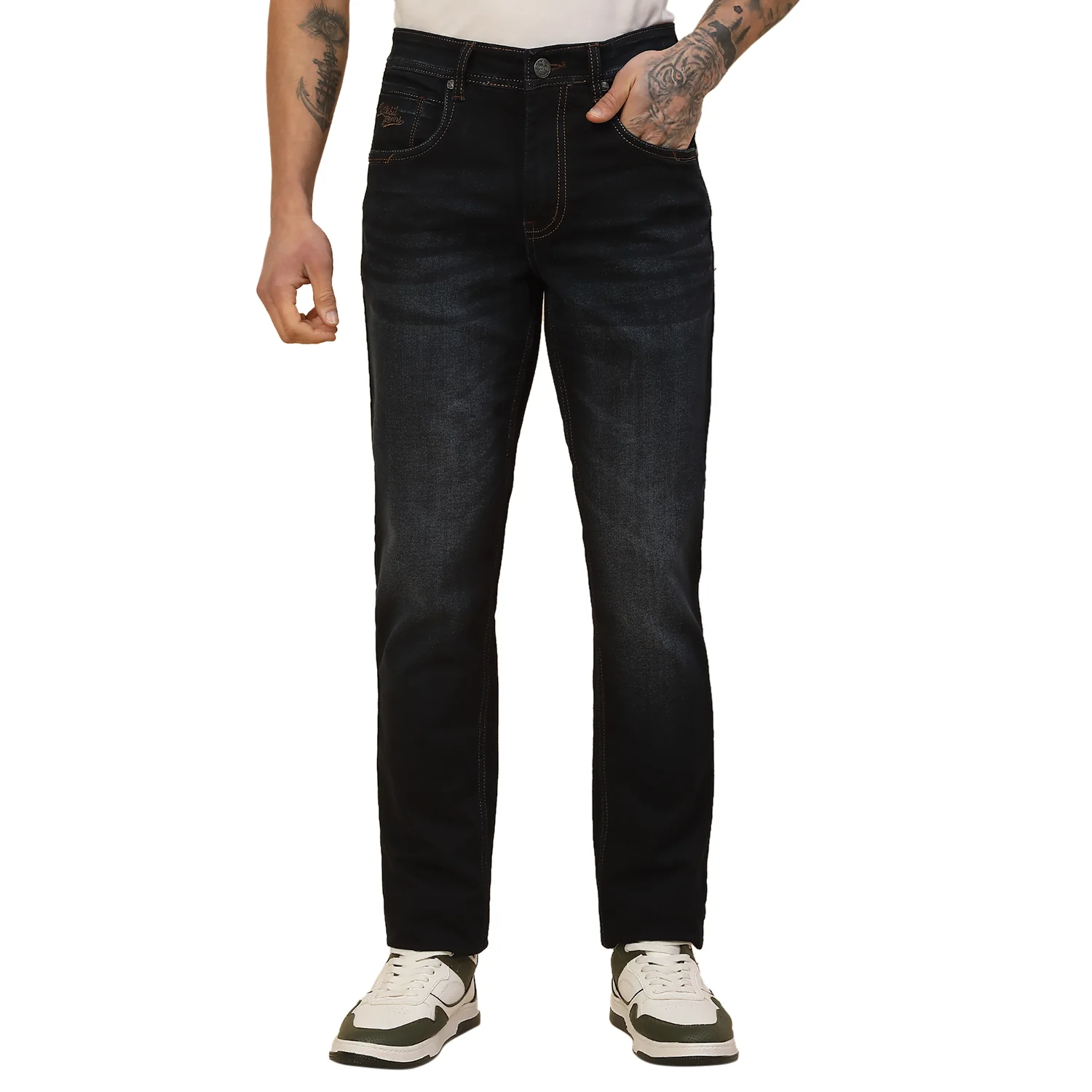 Denim Jeans for Men | Breathable & Soft with Color Fastness Slim Fit Poly Cotton Fabric Solid Pattern Button Closure - Image 2