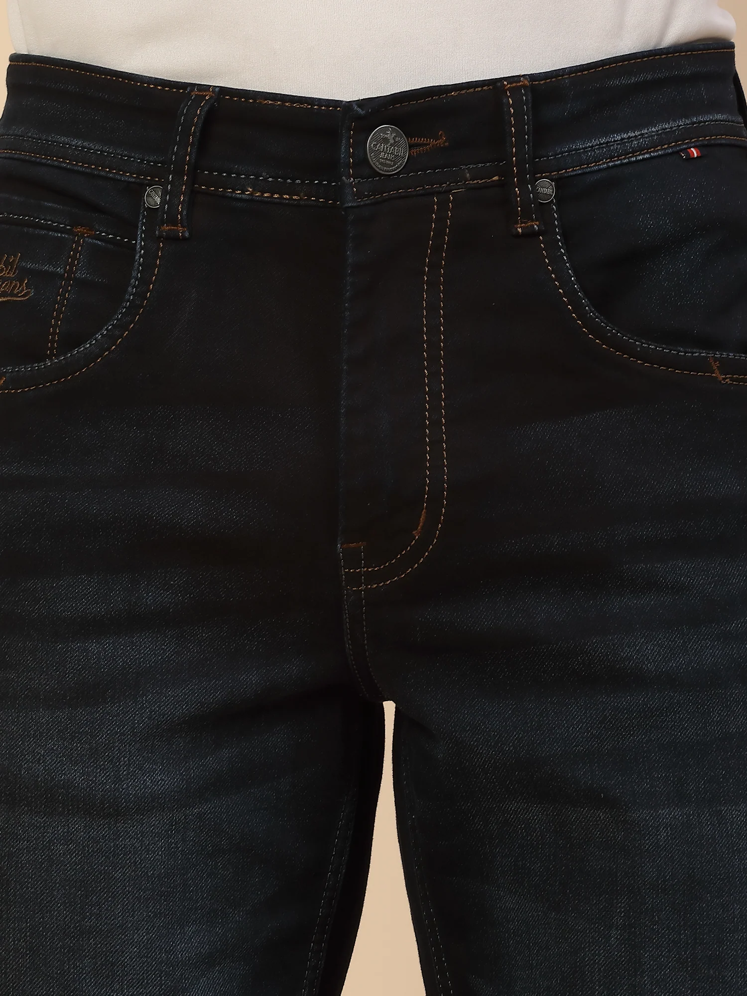 Denim Jeans for Men | Breathable & Soft with Color Fastness Slim Fit Poly Cotton Fabric Solid Pattern Button Closure - Image 6