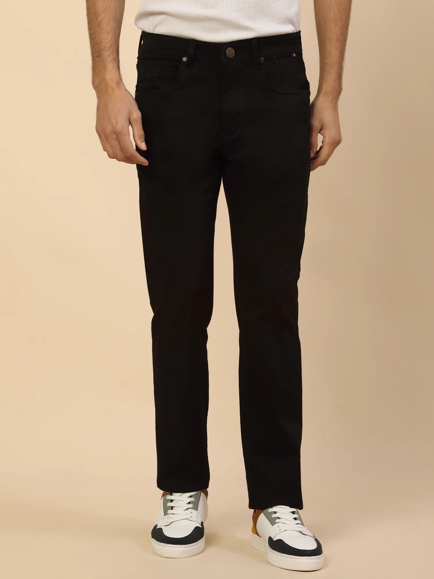 Denim Jeans for Men | Breathable & Soft with Color Fastness Slim Fit Poly Cotton Fabric Solid Pattern Button Closure - Image 3