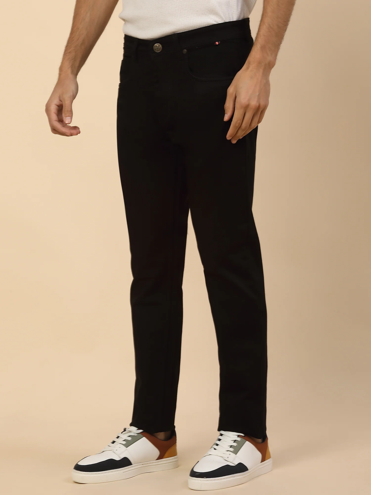 Denim Jeans for Men | Breathable & Soft with Color Fastness Slim Fit Poly Cotton Fabric Solid Pattern Button Closure - Image 4