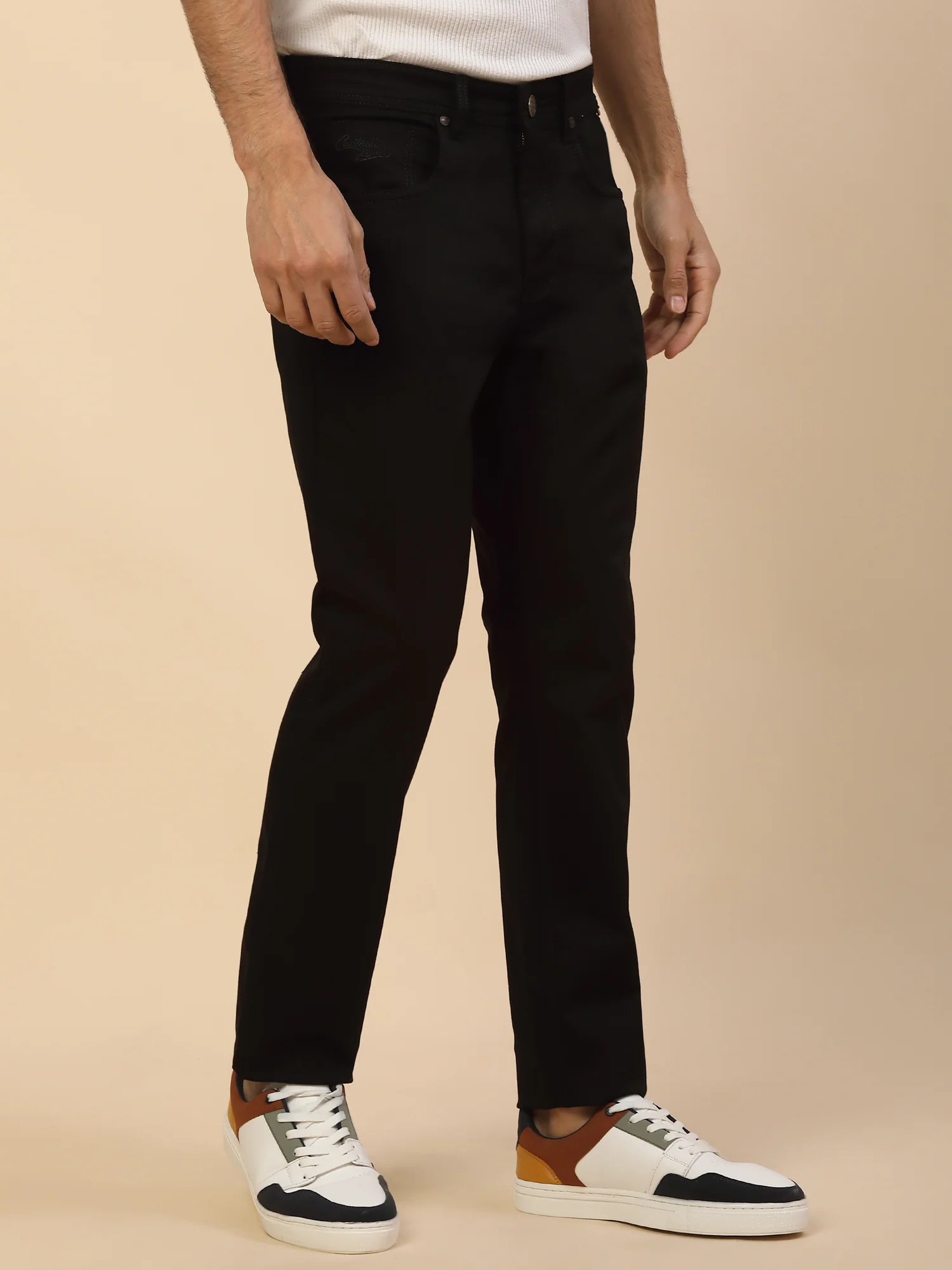 Denim Jeans for Men | Breathable & Soft with Color Fastness Slim Fit Poly Cotton Fabric Solid Pattern Button Closure - Image 5